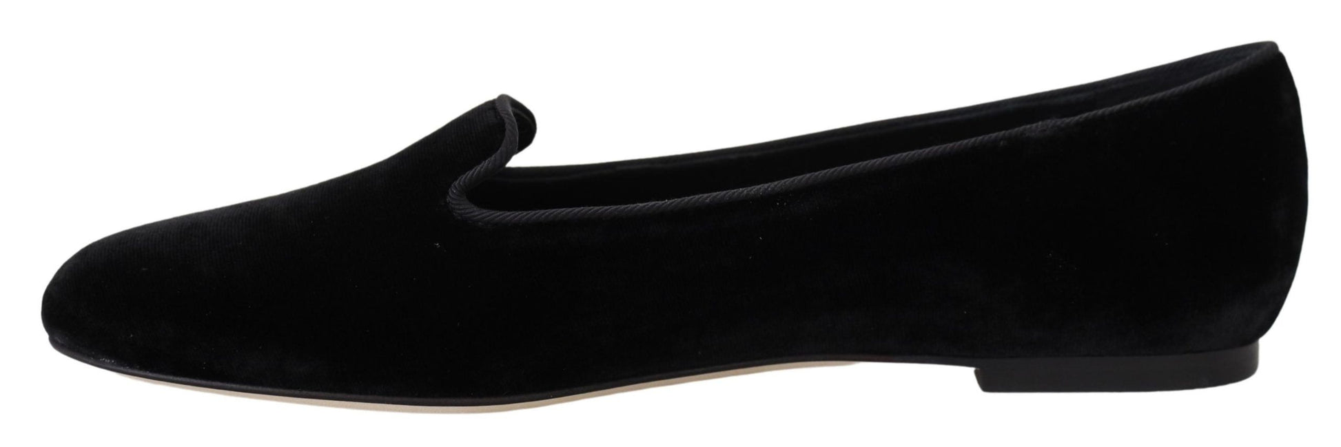 Dolce & Gabbana Black Velvet Slip Ons Loafers Flats Shoes Curated Luxury Accessories by Orvyn