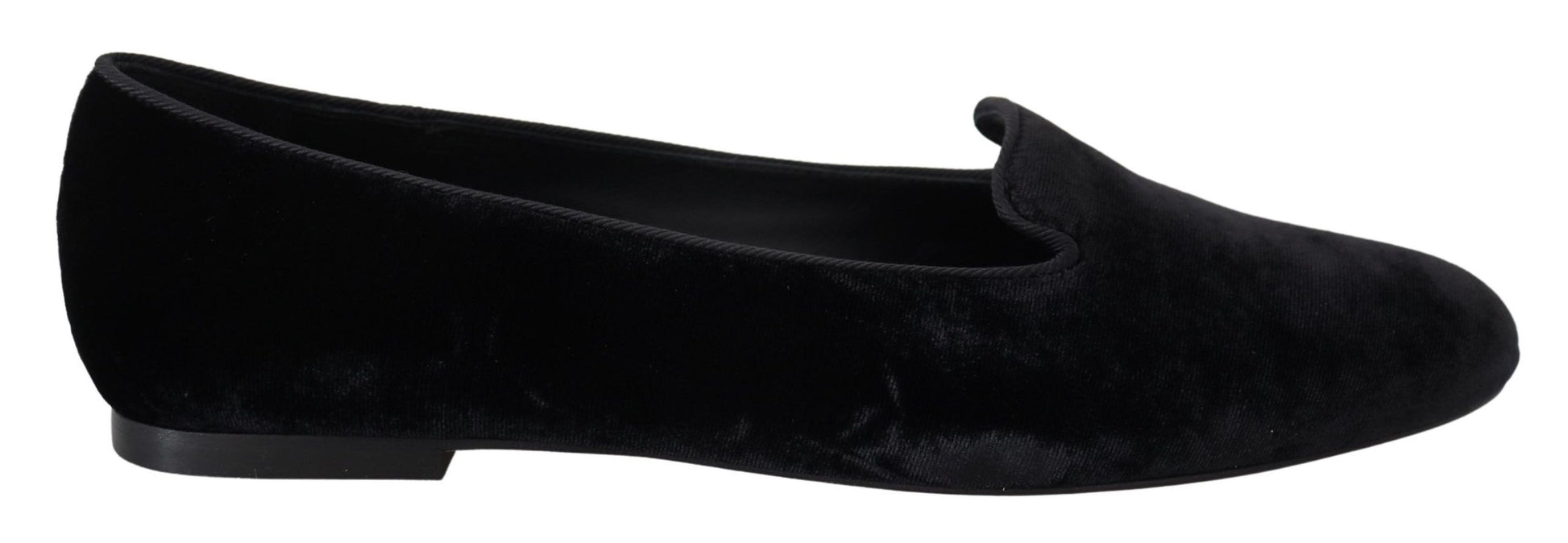 Dolce & Gabbana Black Velvet Slip Ons Loafers Flats Shoes Curated Luxury Accessories by Orvyn