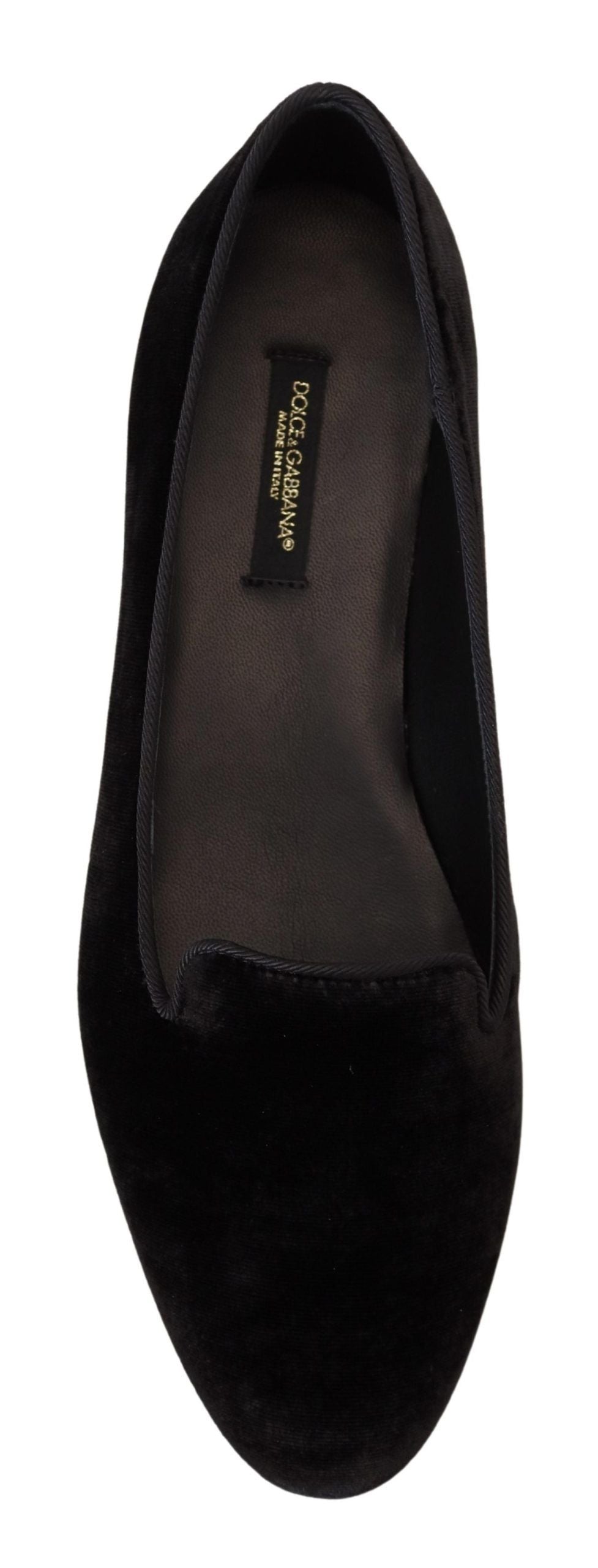 Dolce & Gabbana Black Velvet Slip Ons Loafers Flats Shoes Curated Luxury Accessories by Orvyn