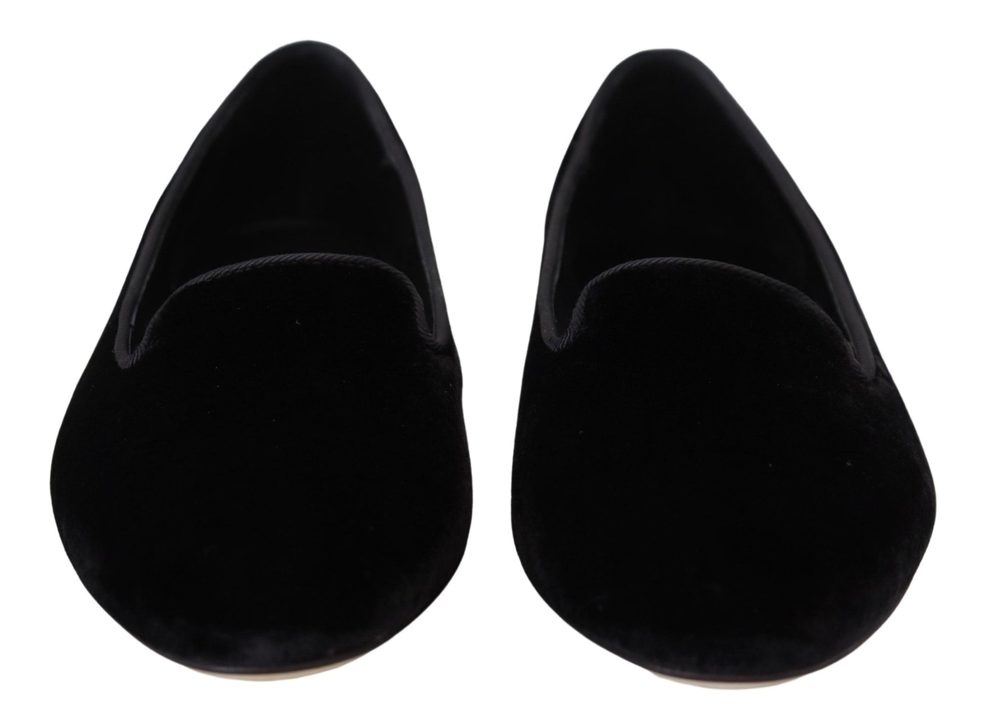Dolce & Gabbana Black Velvet Slip Ons Loafers Flats Shoes Curated Luxury Accessories by Orvyn