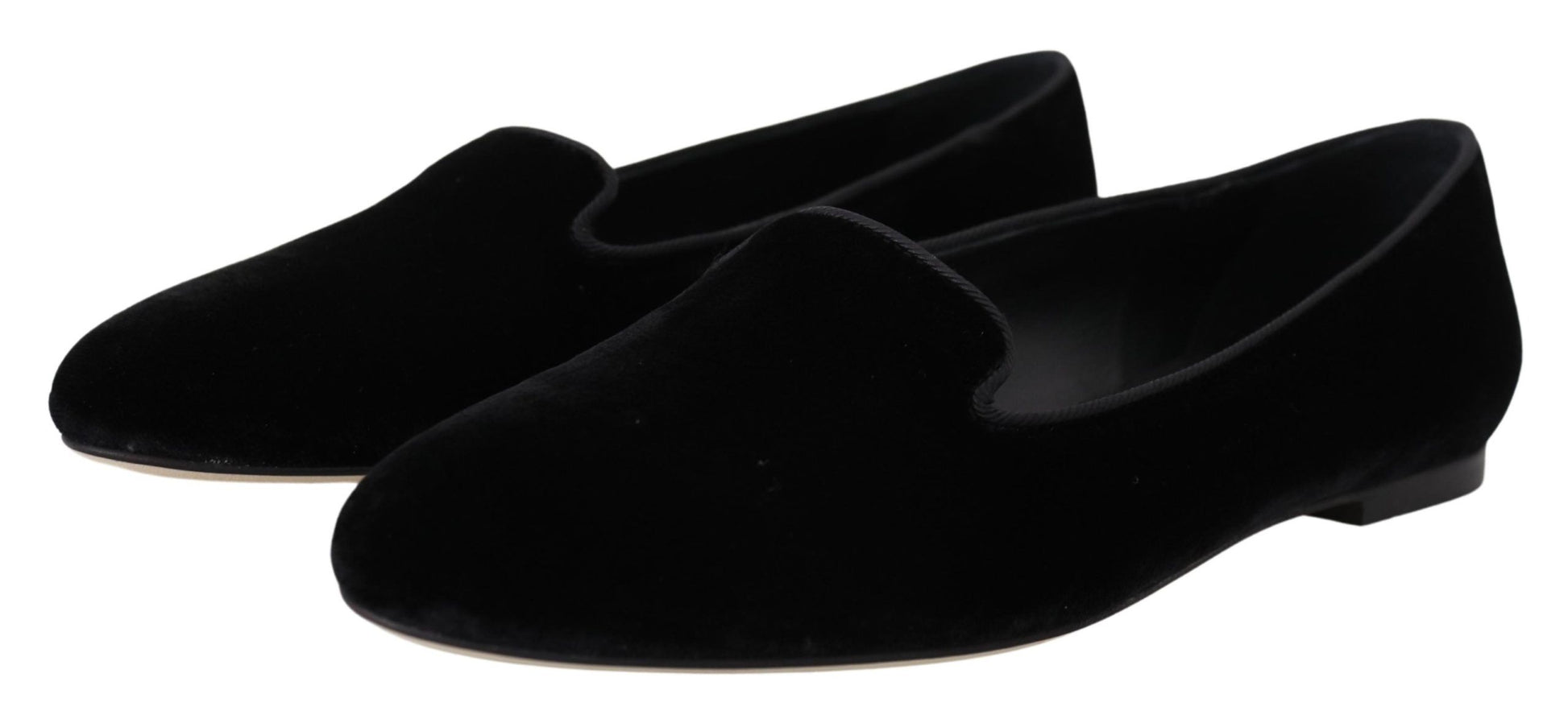 Dolce & Gabbana Black Velvet Slip Ons Loafers Flats Shoes Curated Luxury Accessories by Orvyn