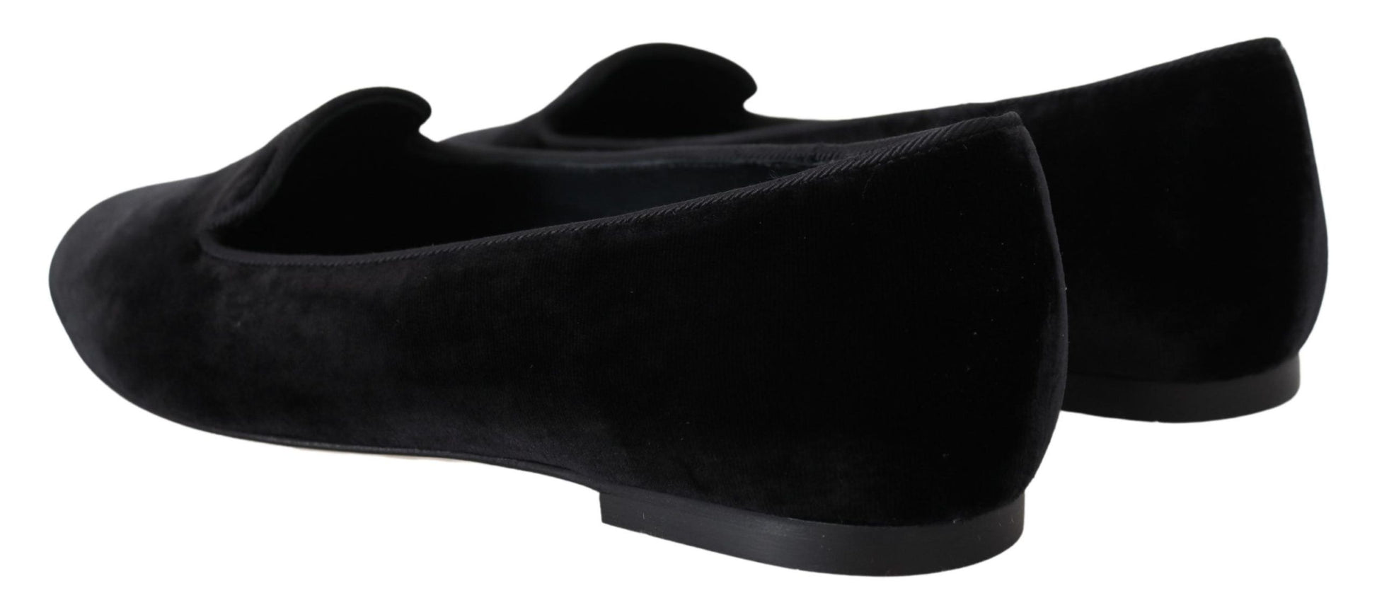 Dolce & Gabbana Black Velvet Slip Ons Loafers Flats Shoes Curated Luxury Accessories by Orvyn