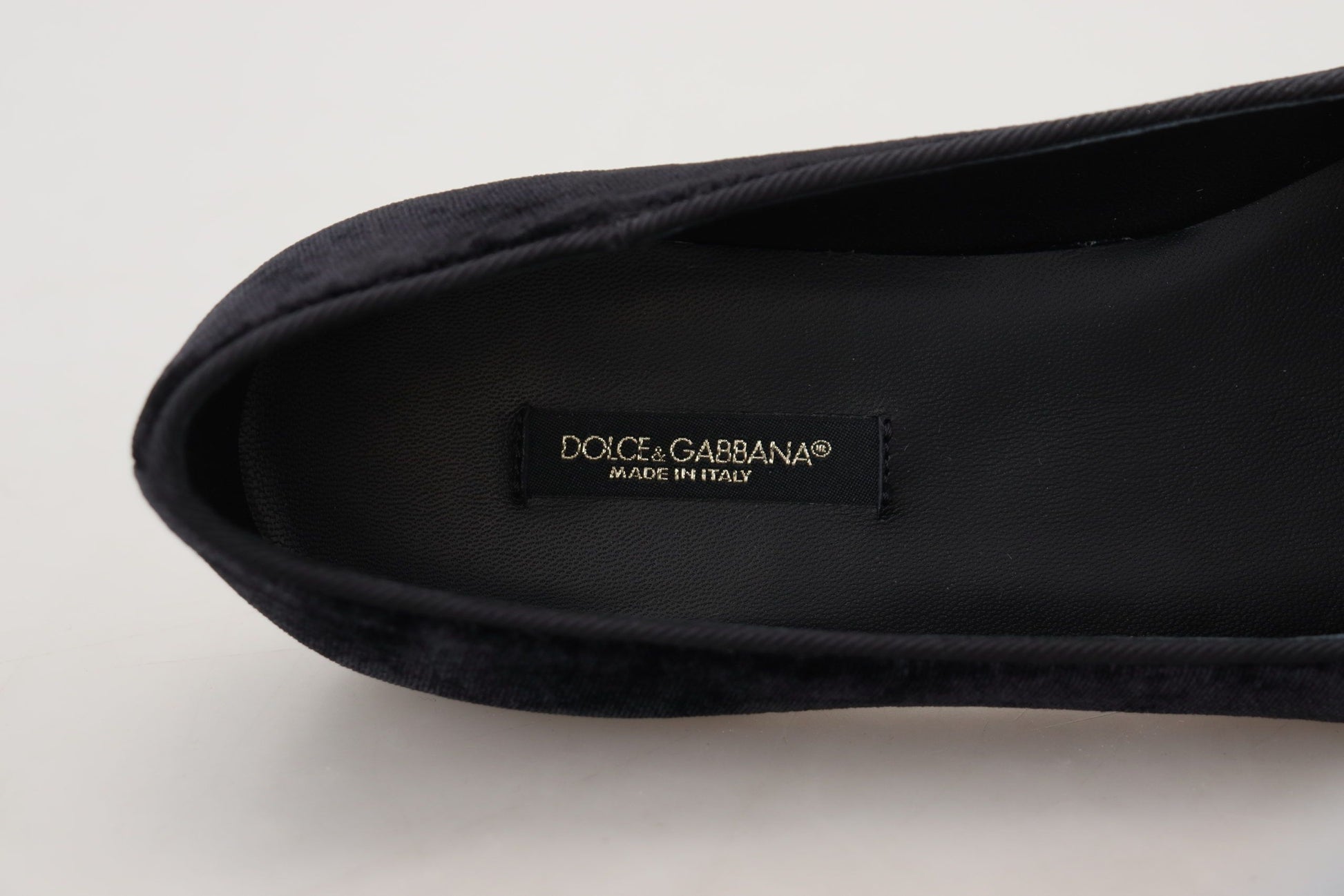 Dolce & Gabbana Black Velvet Slip Ons Loafers Flats Shoes Curated Luxury Accessories by Orvyn