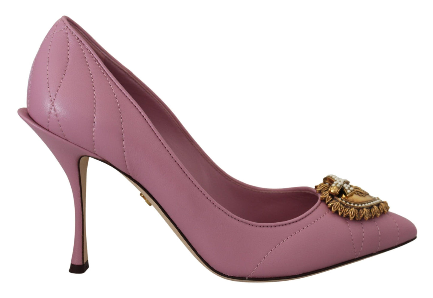 Dolce & Gabbana Pink Leather Heart DEVOTION Heels Pumps Shoes rosa