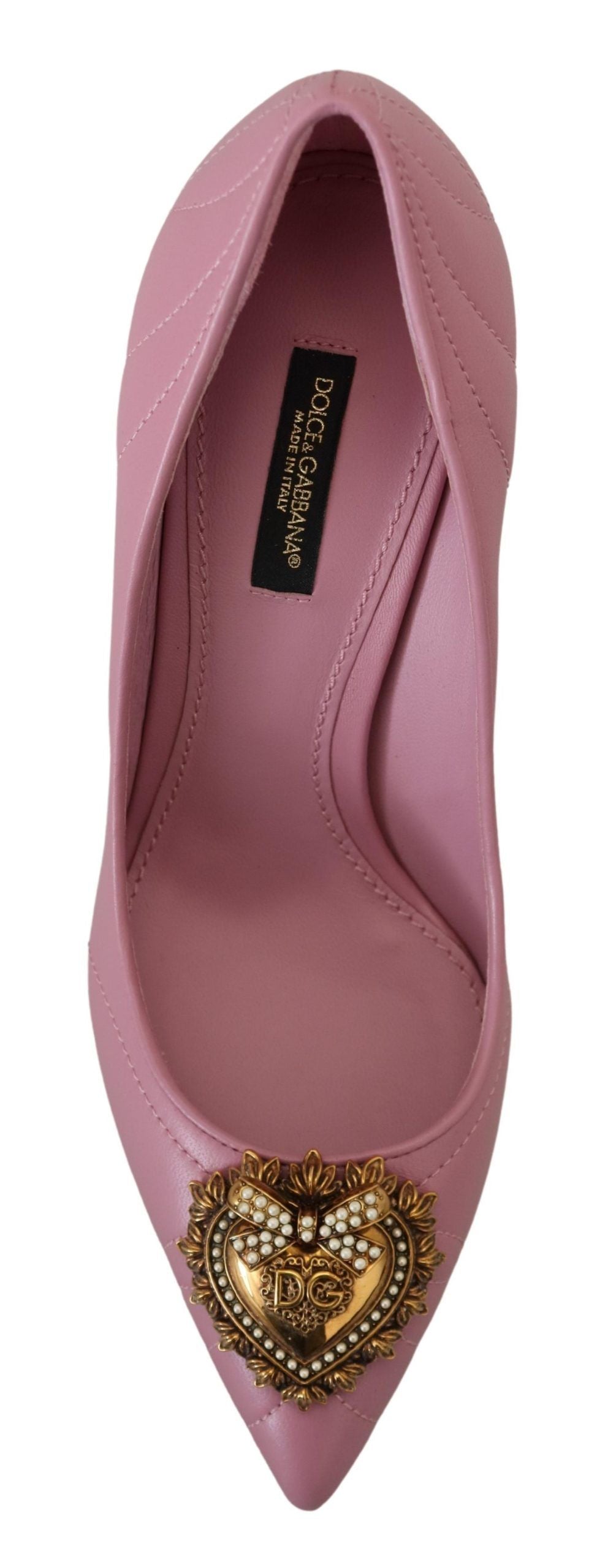 Dolce & Gabbana Pink Leather Heart DEVOTION Heels Pumps Shoes rosa