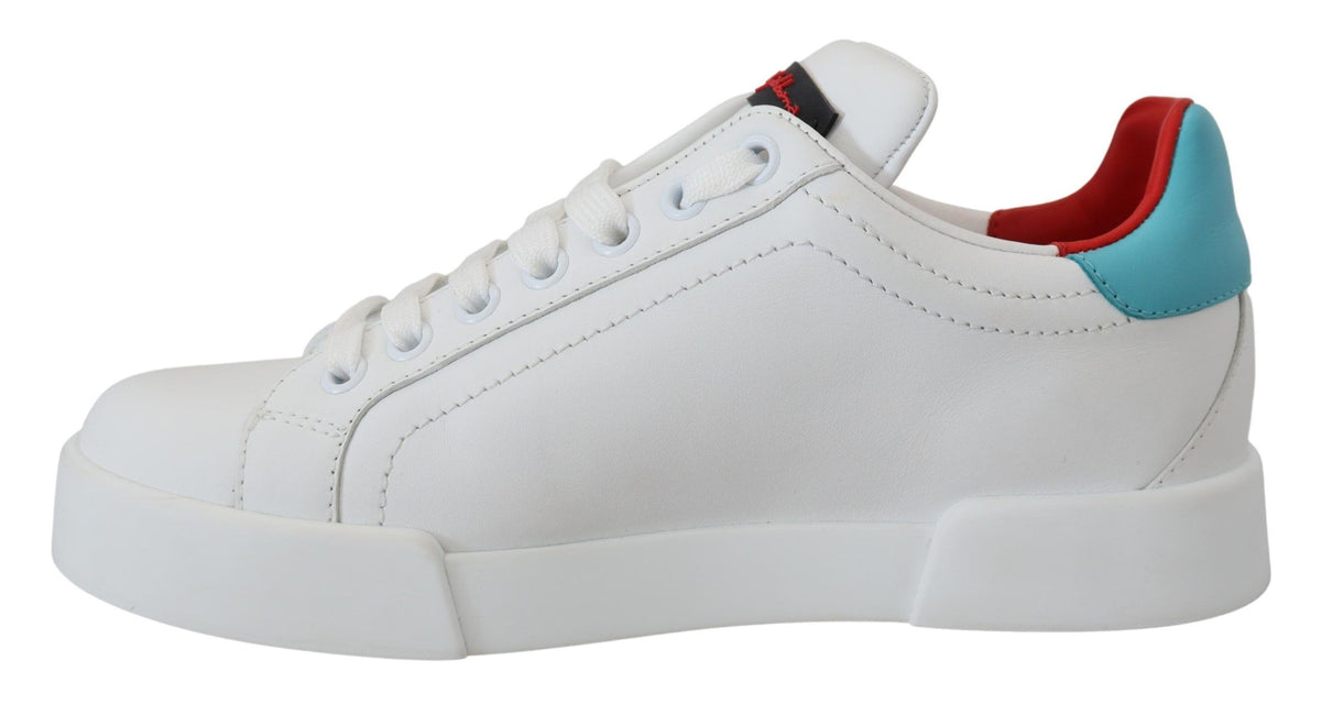 Dolce & Gabbana White Leather Sneaker Portofino Logo Heart Shoes weiss