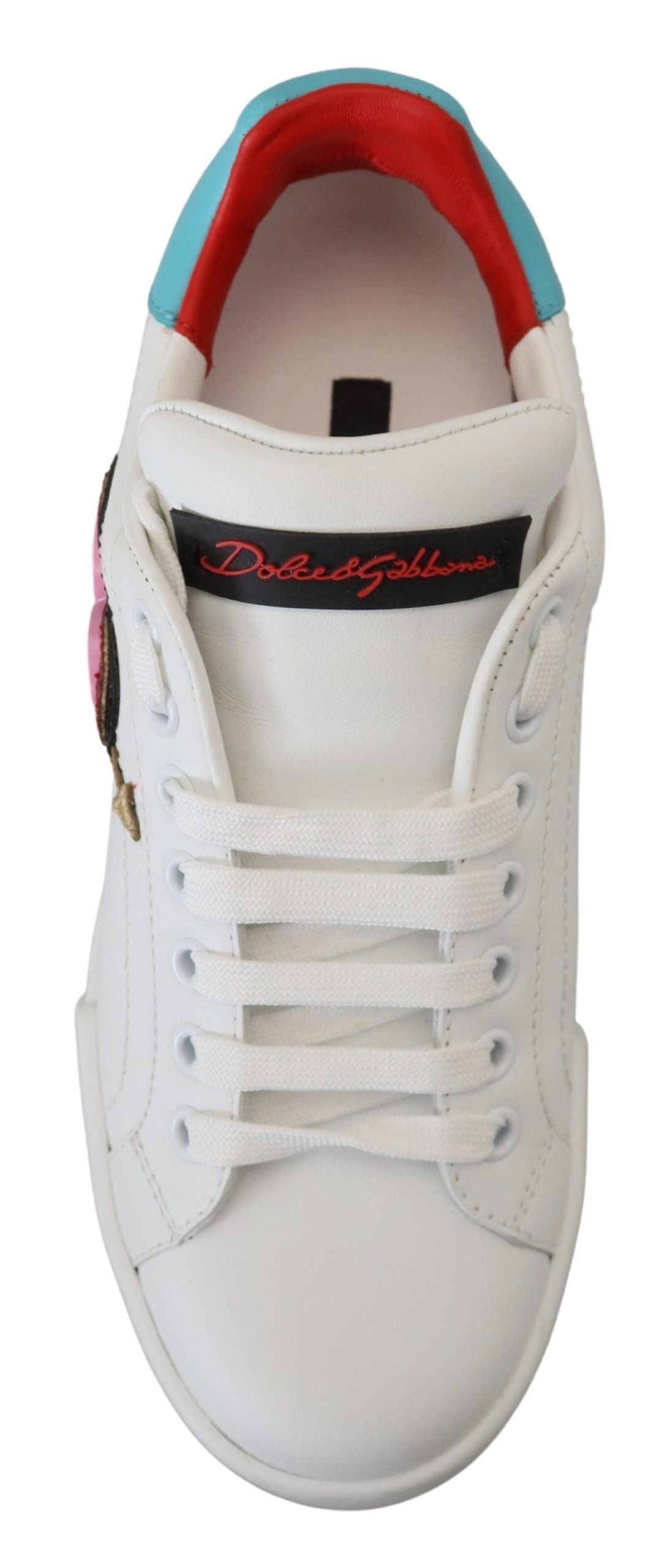 Dolce & Gabbana White Leather Sneaker Portofino Logo Heart Shoes weiss