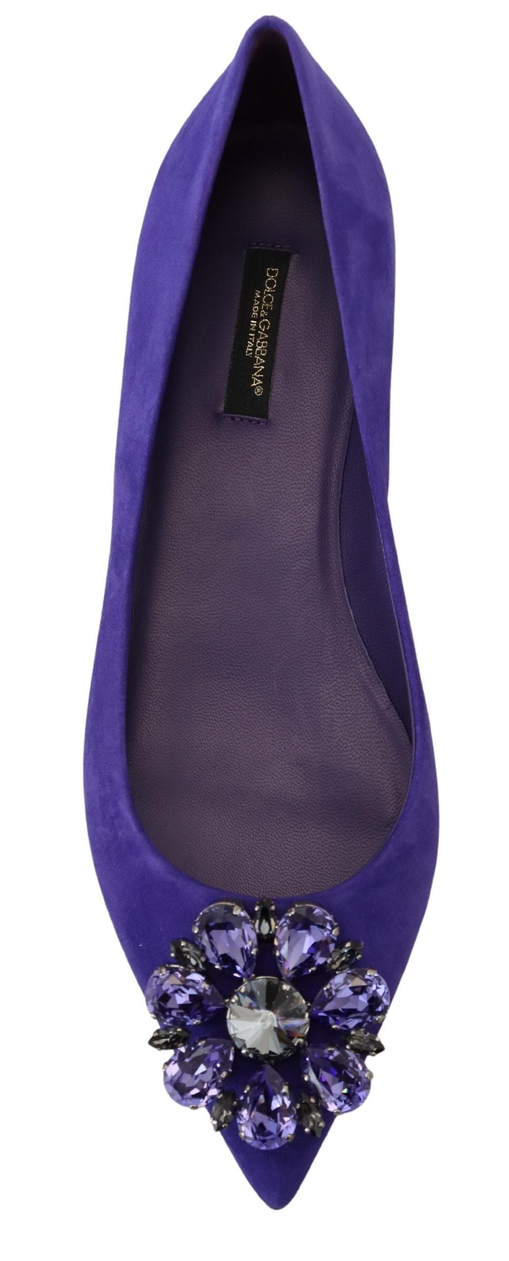 Dolce & Gabbana Purple Suede Crystals Loafers Flats Shoes lila