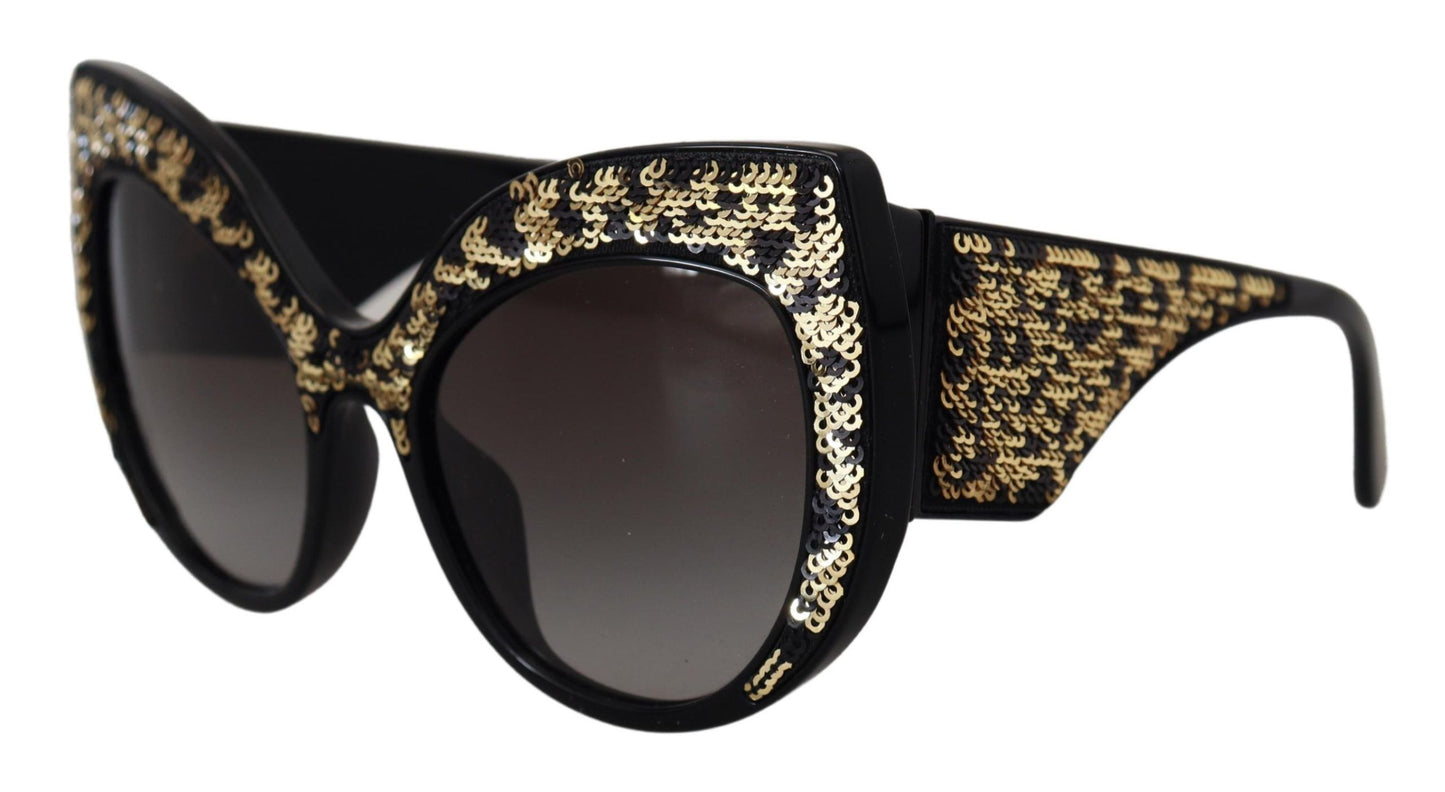 Dolce & Gabbana Black Gold Sequin Butterfly Polarized DG4326 Sunglasses schwarz