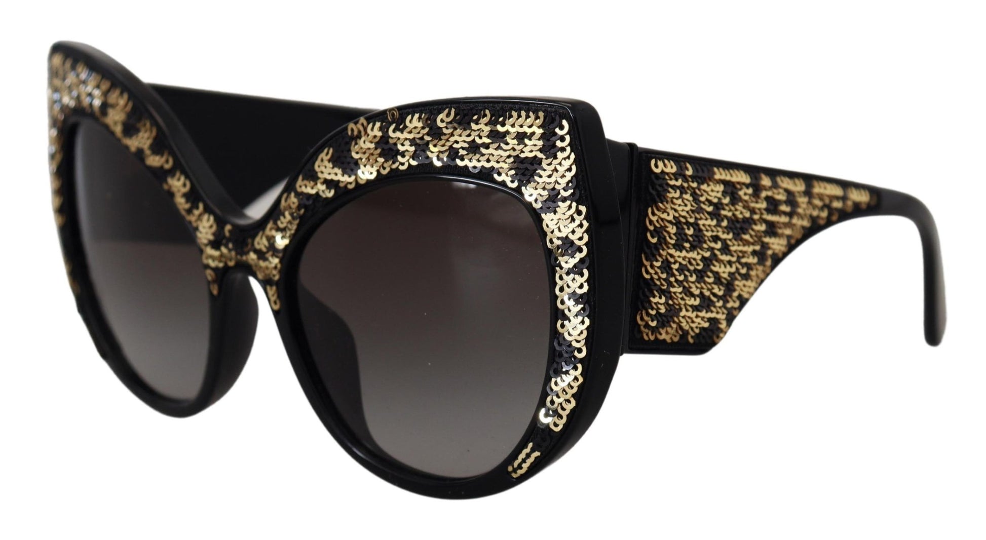 Dolce & Gabbana Black Gold Sequin Butterfly Polarized DG4326 Sunglasses schwarz