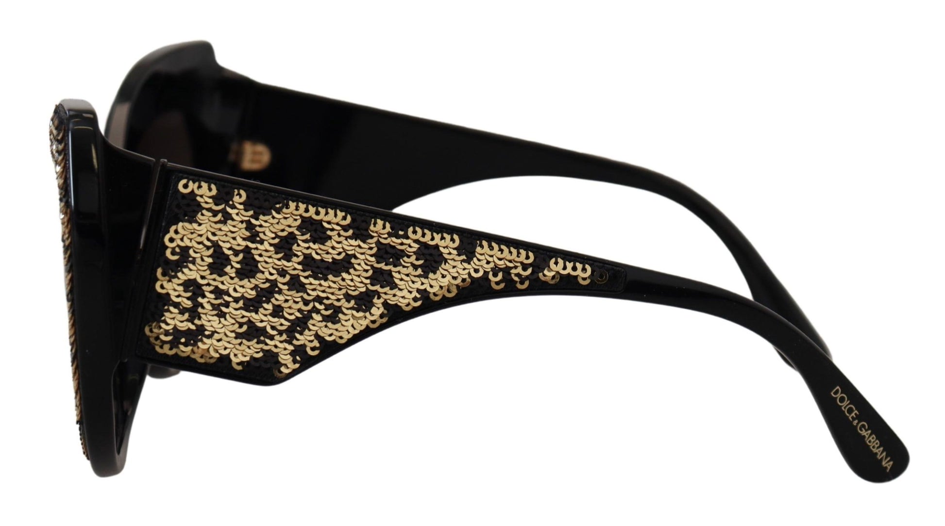Dolce & Gabbana Black Gold Sequin Butterfly Polarized DG4326 Sunglasses schwarz