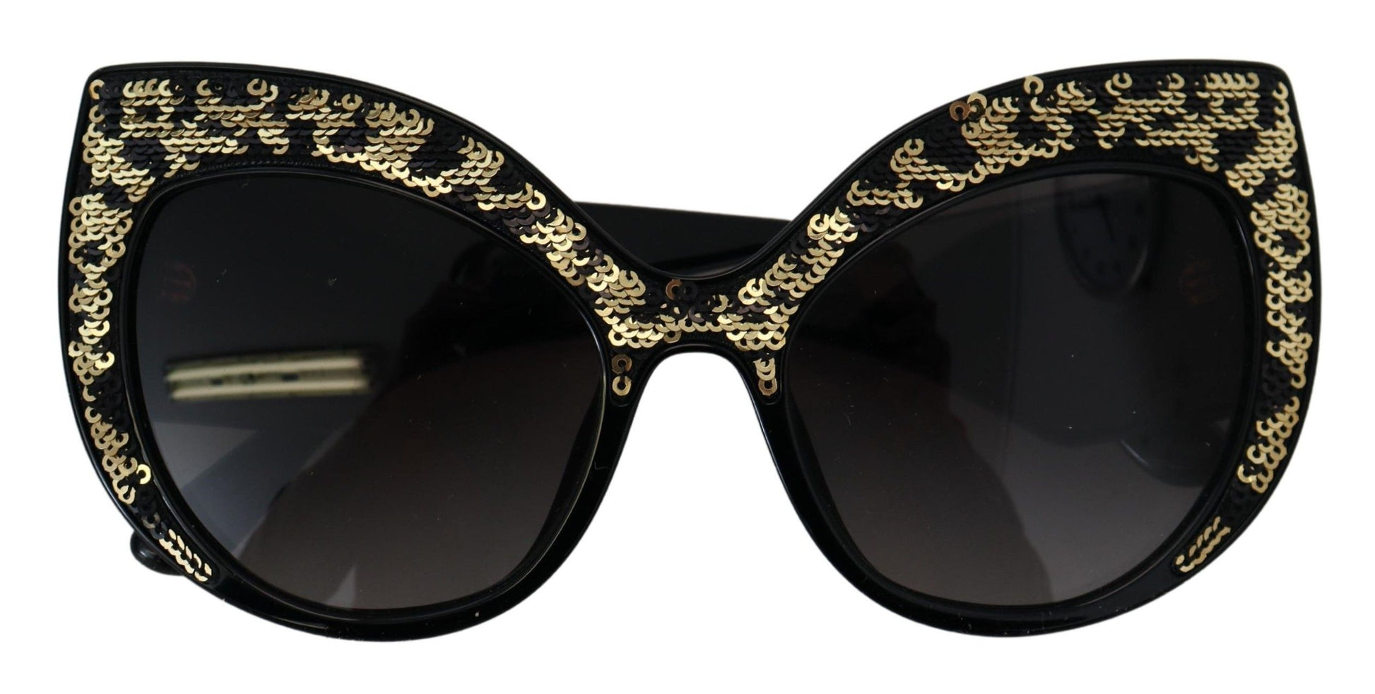 Dolce & Gabbana Black Gold Sequin Butterfly Polarized DG4326 Sunglasses schwarz