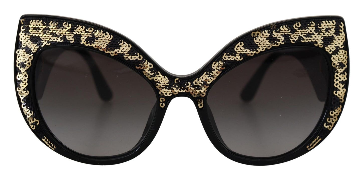 Dolce & Gabbana Black Gold Sequin Butterfly Polarized DG4326 Sunglasses schwarz