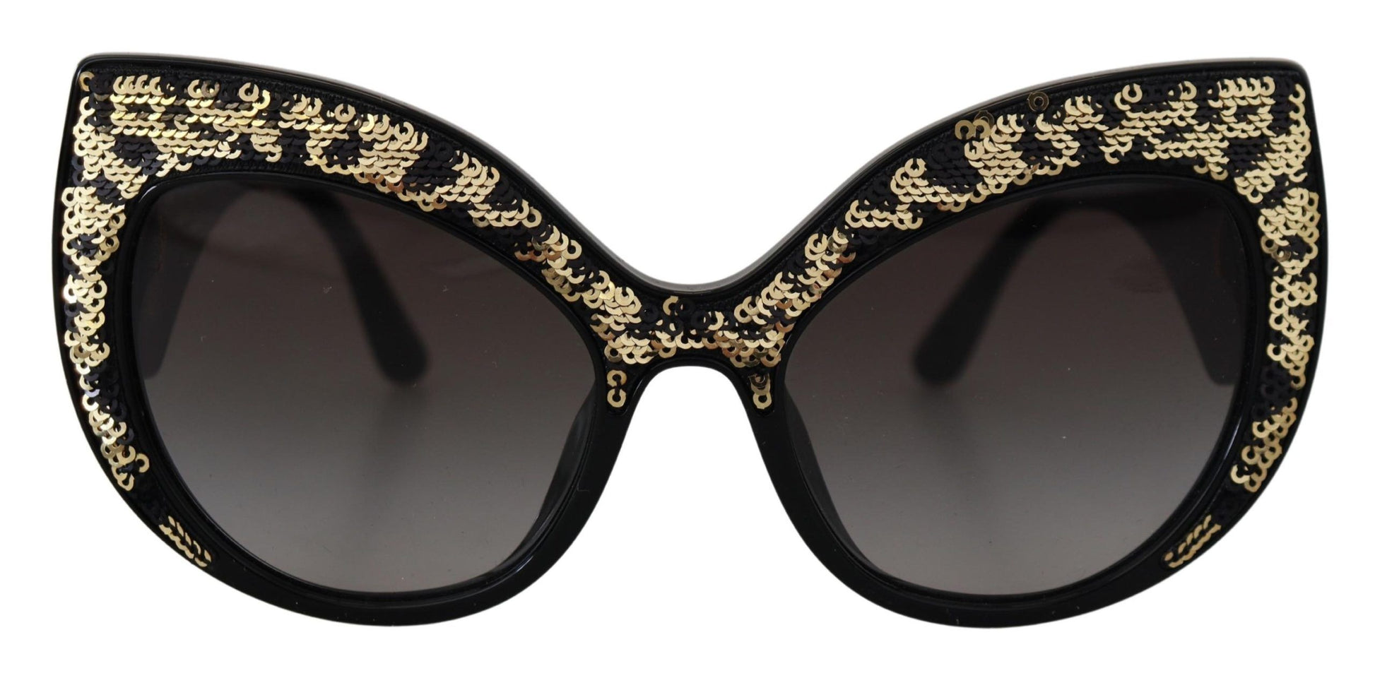 Dolce & Gabbana Black Gold Sequin Butterfly Polarized DG4326 Sunglasses schwarz