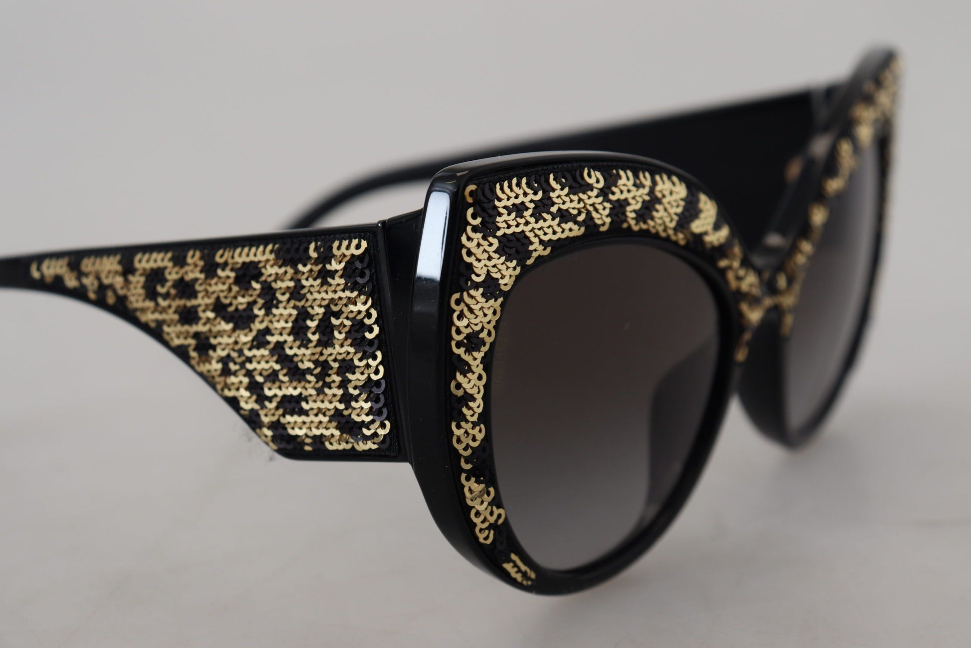 Dolce & Gabbana Black Gold Sequin Butterfly Polarized DG4326 Sunglasses schwarz