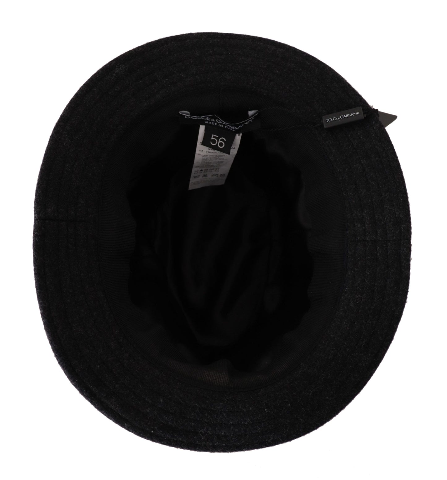 Dolce & Gabbana Gray Virgin Wool Logo Fedora Trilby Cappello Hat Curated Luxury Accessories by Orvyn