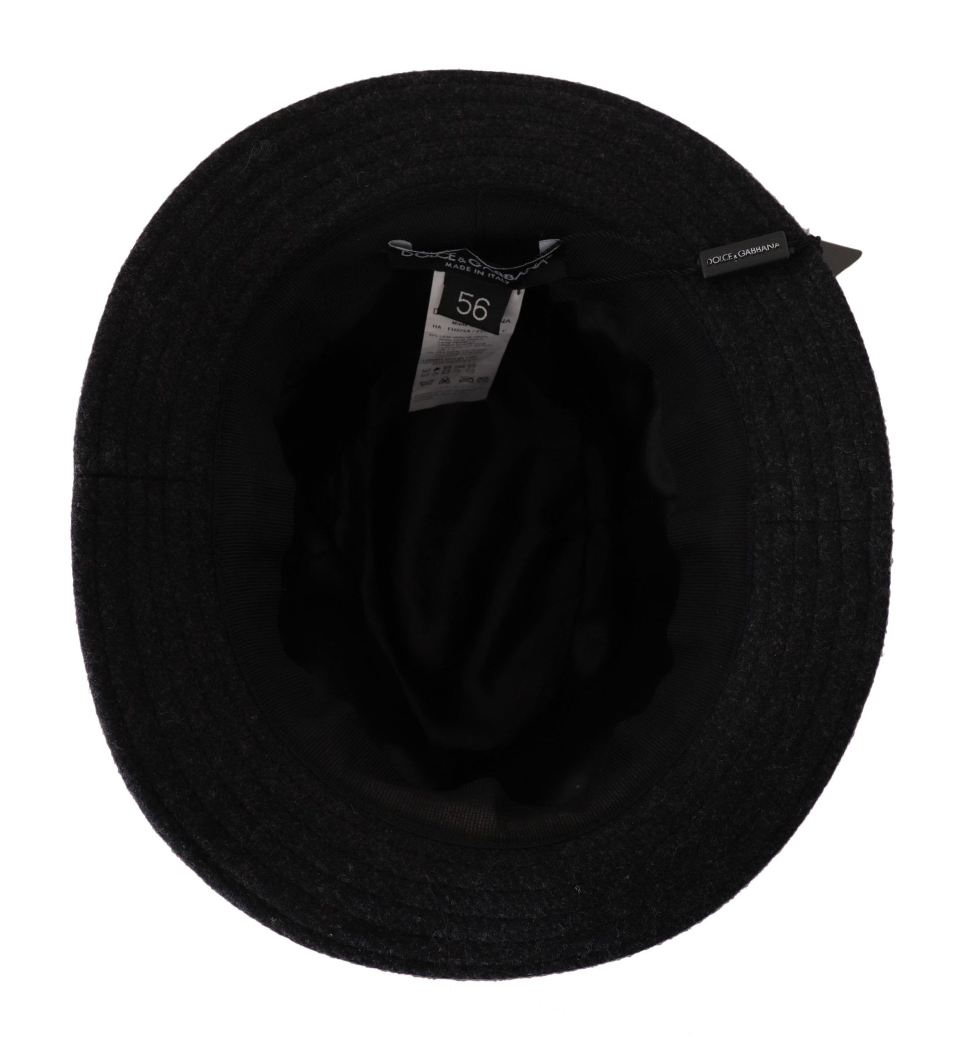 Dolce & Gabbana Gray Virgin Wool Logo Fedora Trilby Cappello Hat Curated Luxury Accessories by Orvyn