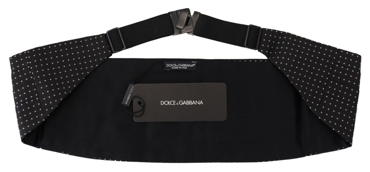 Dolce & Gabbana Black Polka Dot Wide Waist Men Belt Cummerband schwarz