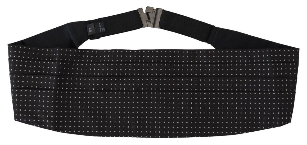 Dolce & Gabbana Black Polka Dot Wide Waist Men Belt Cummerband schwarz