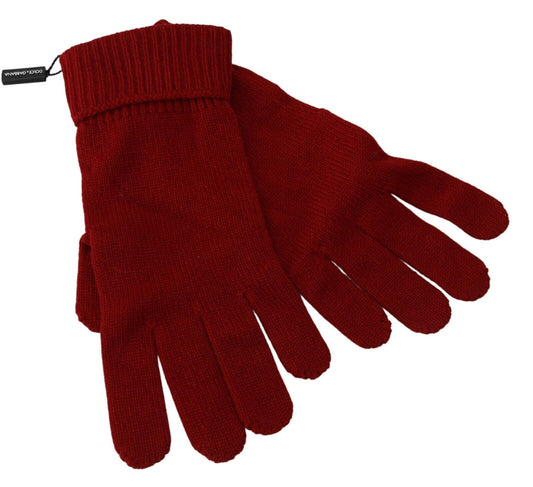Dolce & Gabbana Red 100% Cashmere Knit Hands Mitten Mens Gloves Curated Luxury Accessories by Orvyn