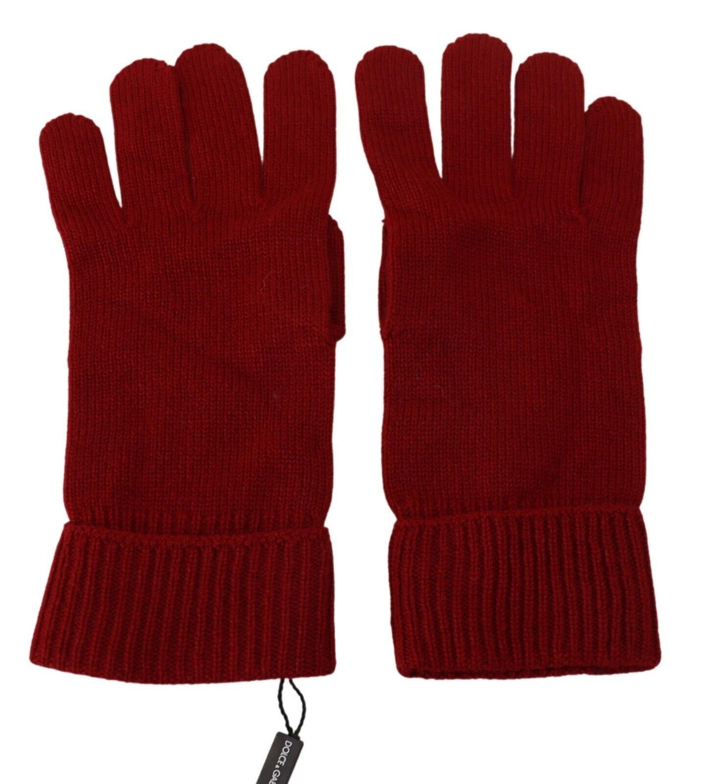 Dolce & Gabbana Red 100% Cashmere Knit Hands Mitten Mens Gloves Curated Luxury Accessories by Orvyn