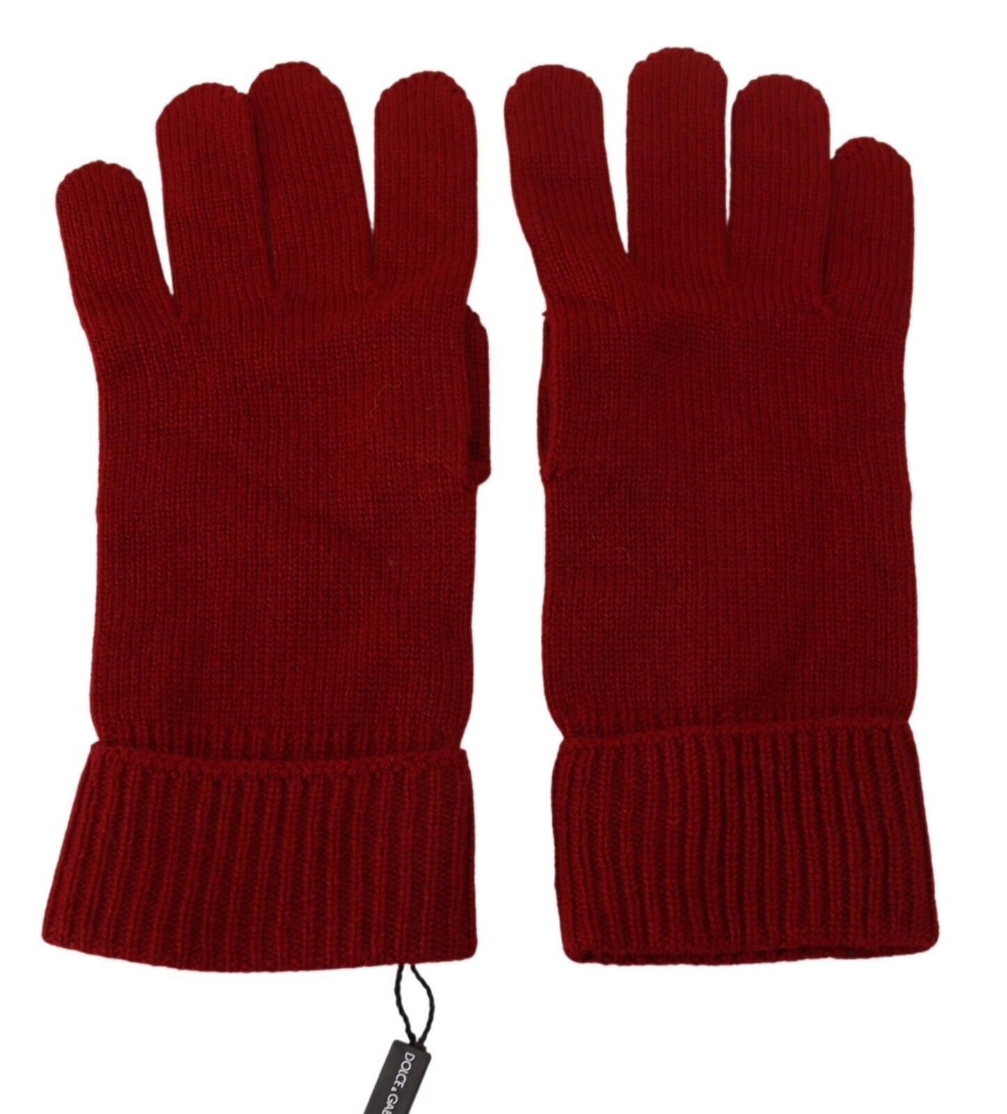 Dolce & Gabbana Red 100% Cashmere Knit Hands Mitten Mens Gloves Curated Luxury Accessories by Orvyn