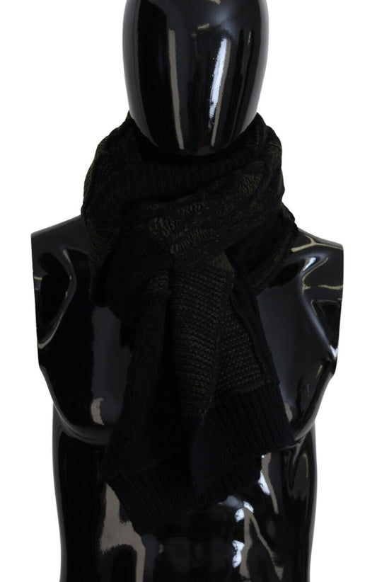 Dolce & Gabbana Black Green Knitted Men Neck Wrap Shawl Scarf Curated Luxury Accessories by Orvyn