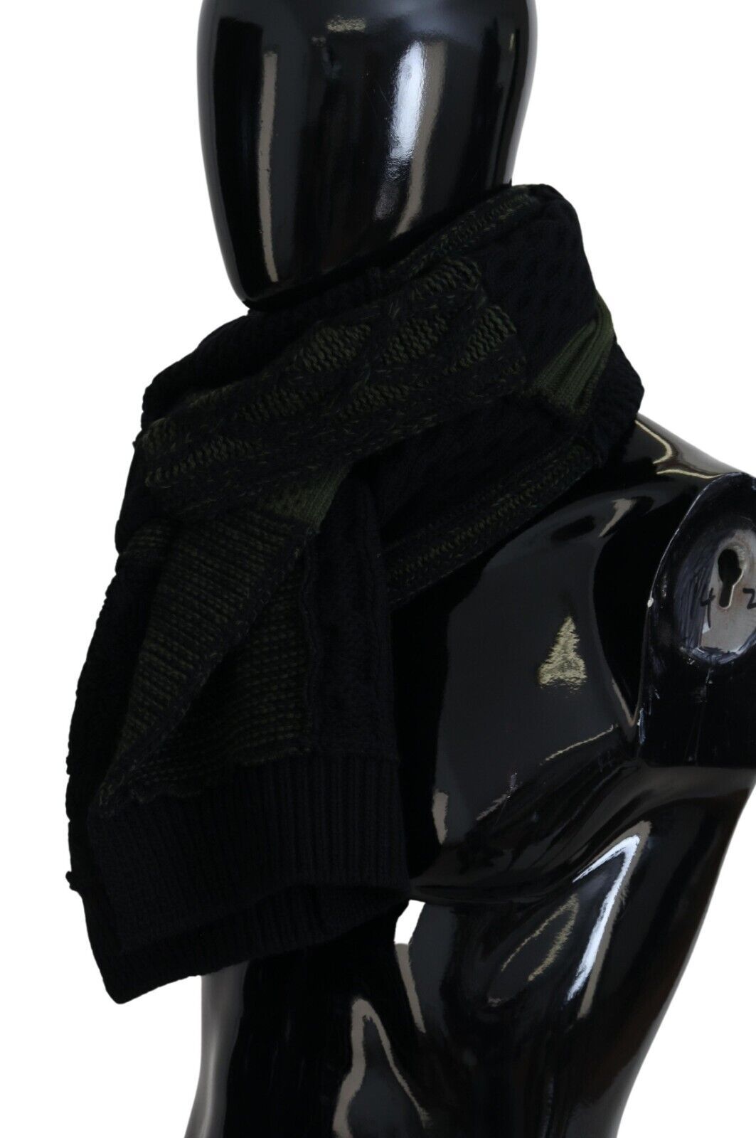Dolce & Gabbana Black Green Knitted Men Neck Wrap Shawl Scarf Curated Luxury Accessories by Orvyn