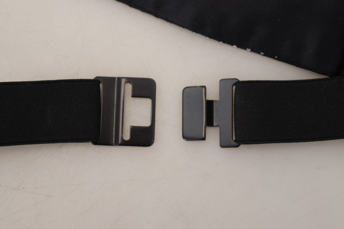 Dolce & Gabbana Black Polka Dot Wide Waist Men Belt Cummerband schwarz
