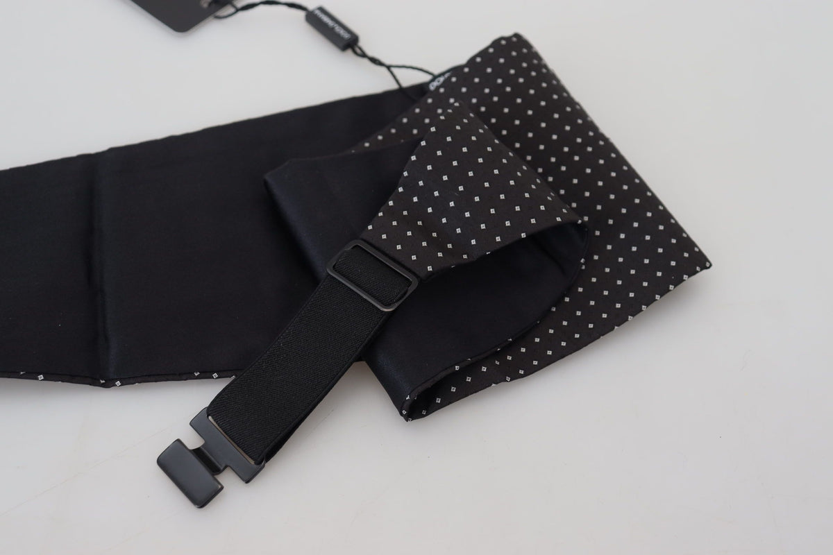 Dolce & Gabbana Black Polka Dot Wide Waist Men Belt Cummerband schwarz