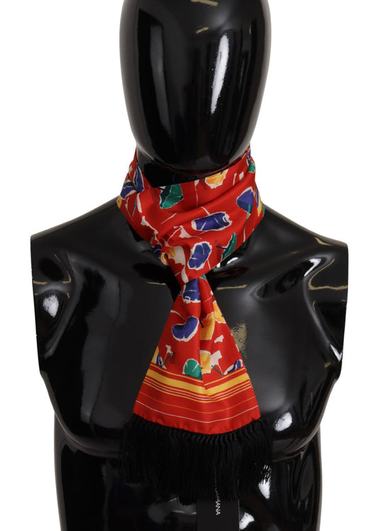 Dolce & Gabbana Multicolor DG Umbrellas Print Shawl Fringe Scarf Curated Luxury Accessories by Orvyn