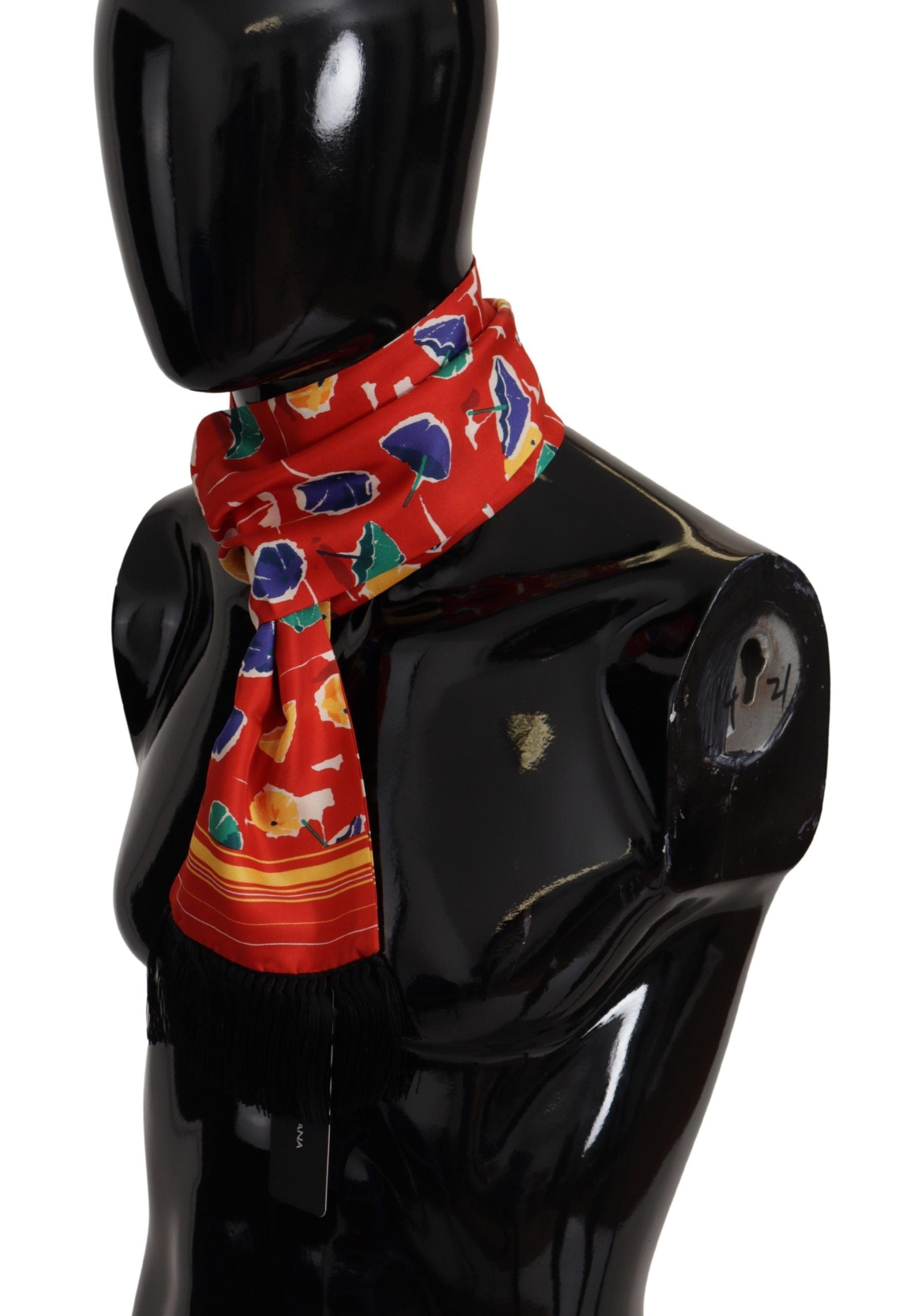 Dolce & Gabbana Multicolor DG Umbrellas Print Shawl Fringe Scarf Curated Luxury Accessories by Orvyn