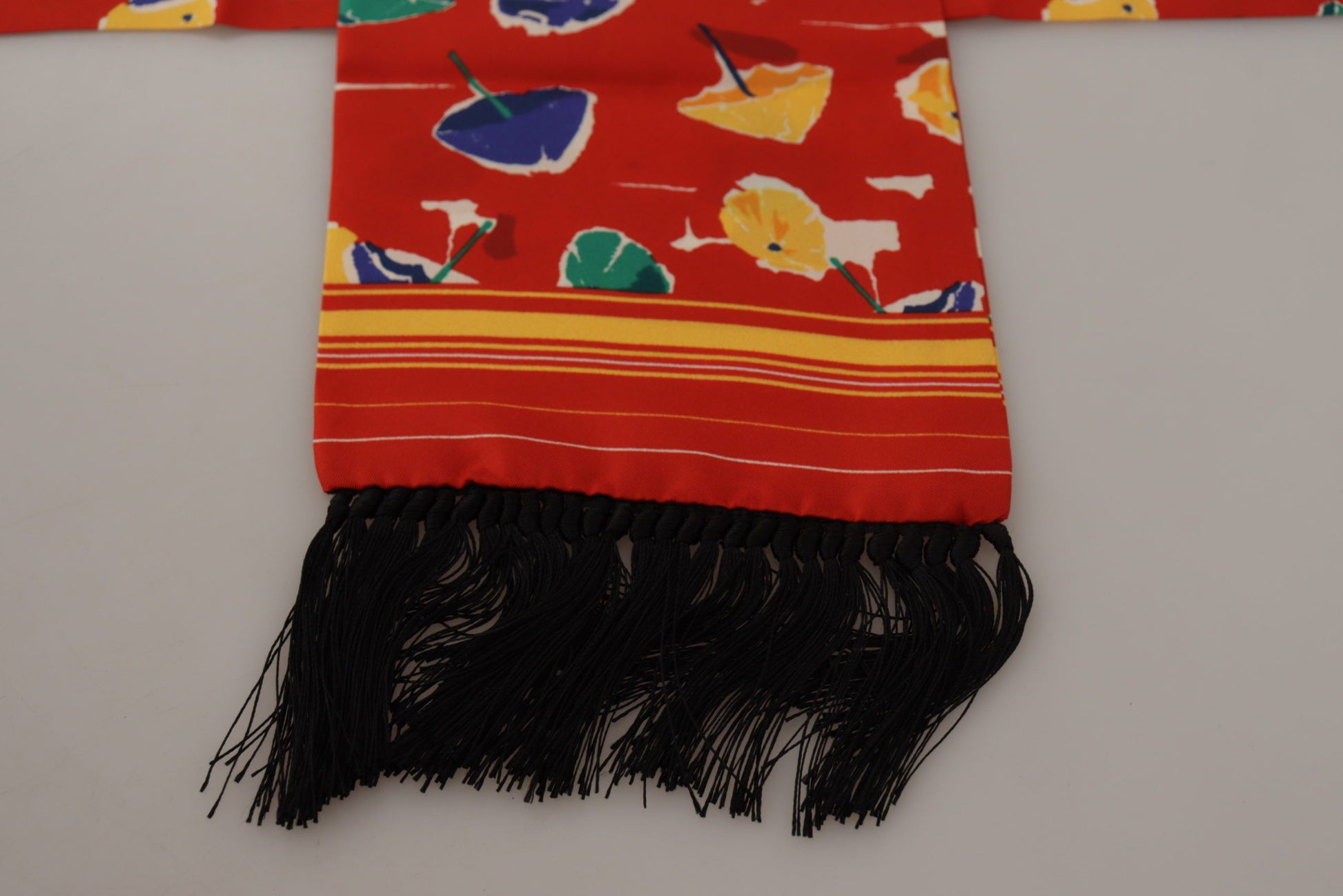 Dolce & Gabbana Multicolor DG Umbrellas Print Shawl Fringe Scarf Curated Luxury Accessories by Orvyn