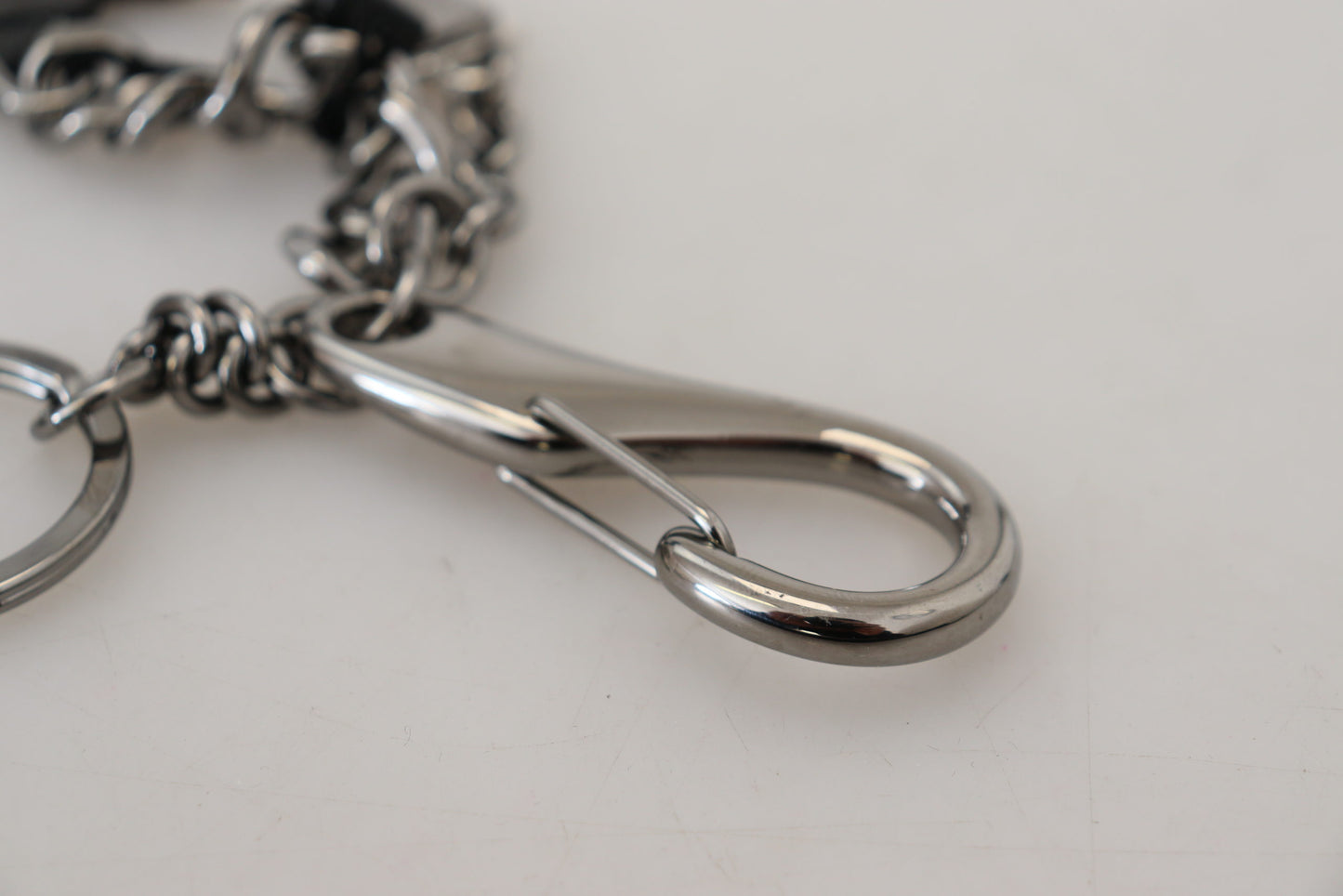 Dolce & Gabbana Black Prince Studs Logo Silver Brass Keychain Curated Luxury Accessories by Orvyn