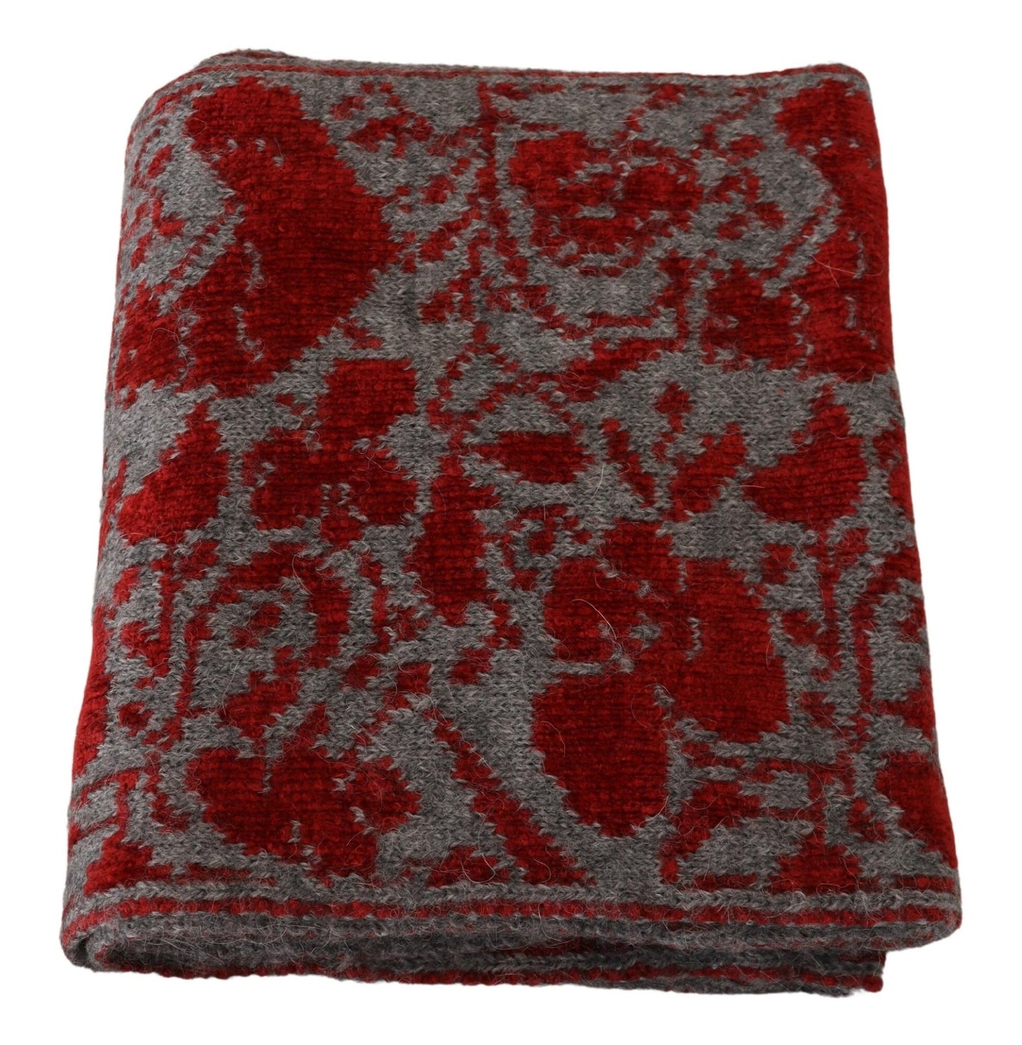 GF Ferre Red Grey Knitted Wrap Warmer Womens Shawl Scarf Curated Luxury Accessories by Orvyn