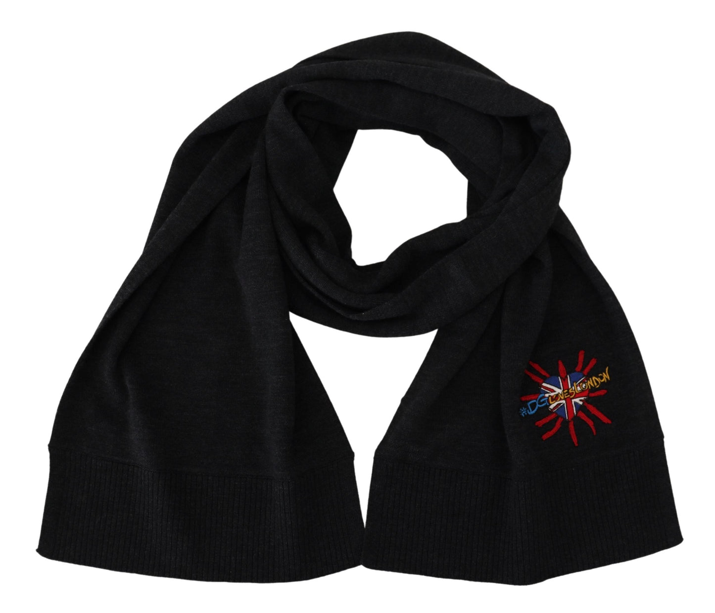 Dolce & Gabbana Black Sacred Heart #DGLovesLondon Wrap Scarf Curated Luxury Accessories by Orvyn