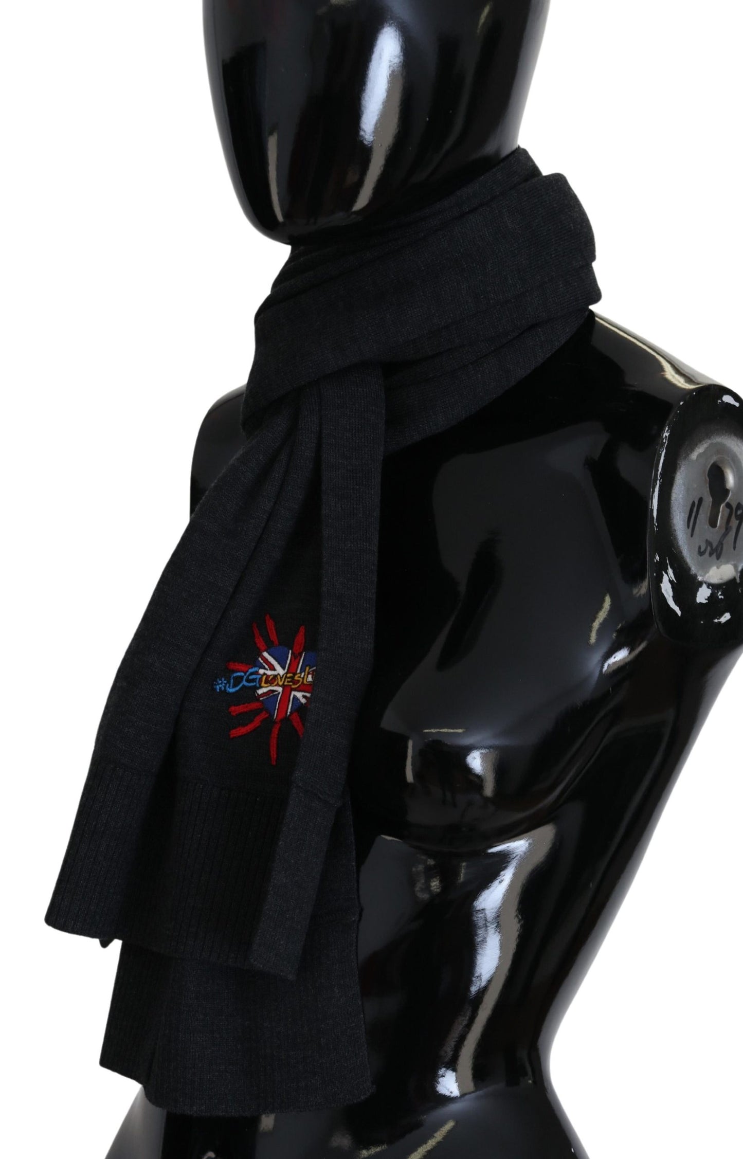Dolce & Gabbana Black Sacred Heart #DGLovesLondon Wrap Scarf Curated Luxury Accessories by Orvyn
