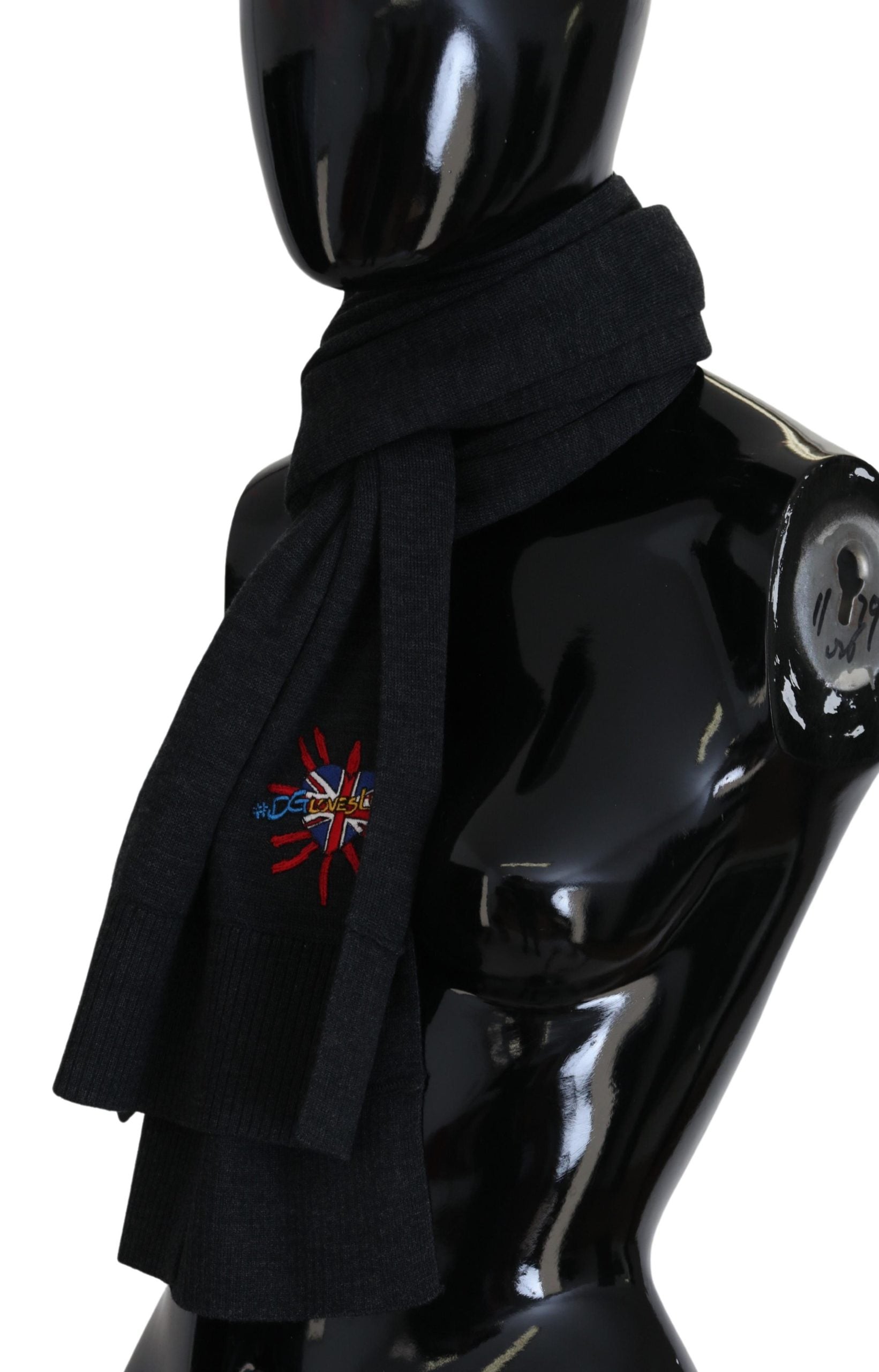 Dolce & Gabbana Black Sacred Heart #DGLovesLondon Wrap Scarf Curated Luxury Accessories by Orvyn