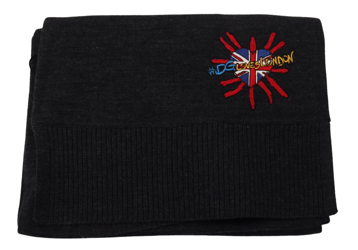 Dolce & Gabbana Black Sacred Heart #DGLovesLondon Wrap Scarf Curated Luxury Accessories by Orvyn