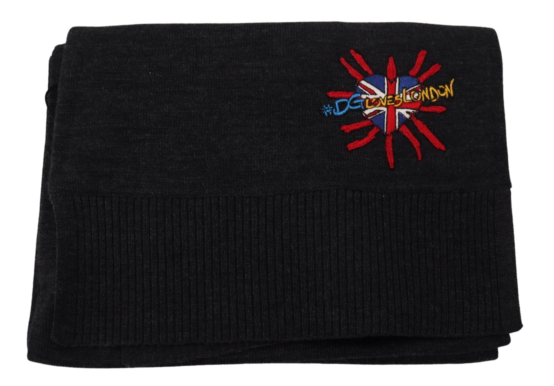 Dolce & Gabbana Black Sacred Heart #DGLovesLondon Wrap Scarf Curated Luxury Accessories by Orvyn