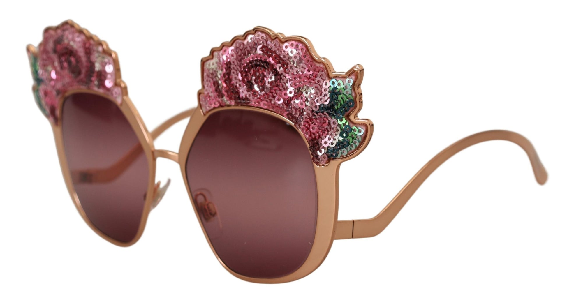 Dolce & Gabbana Pink Gold Rose Sequin Embroidery DG2202 Sunglasses rosa