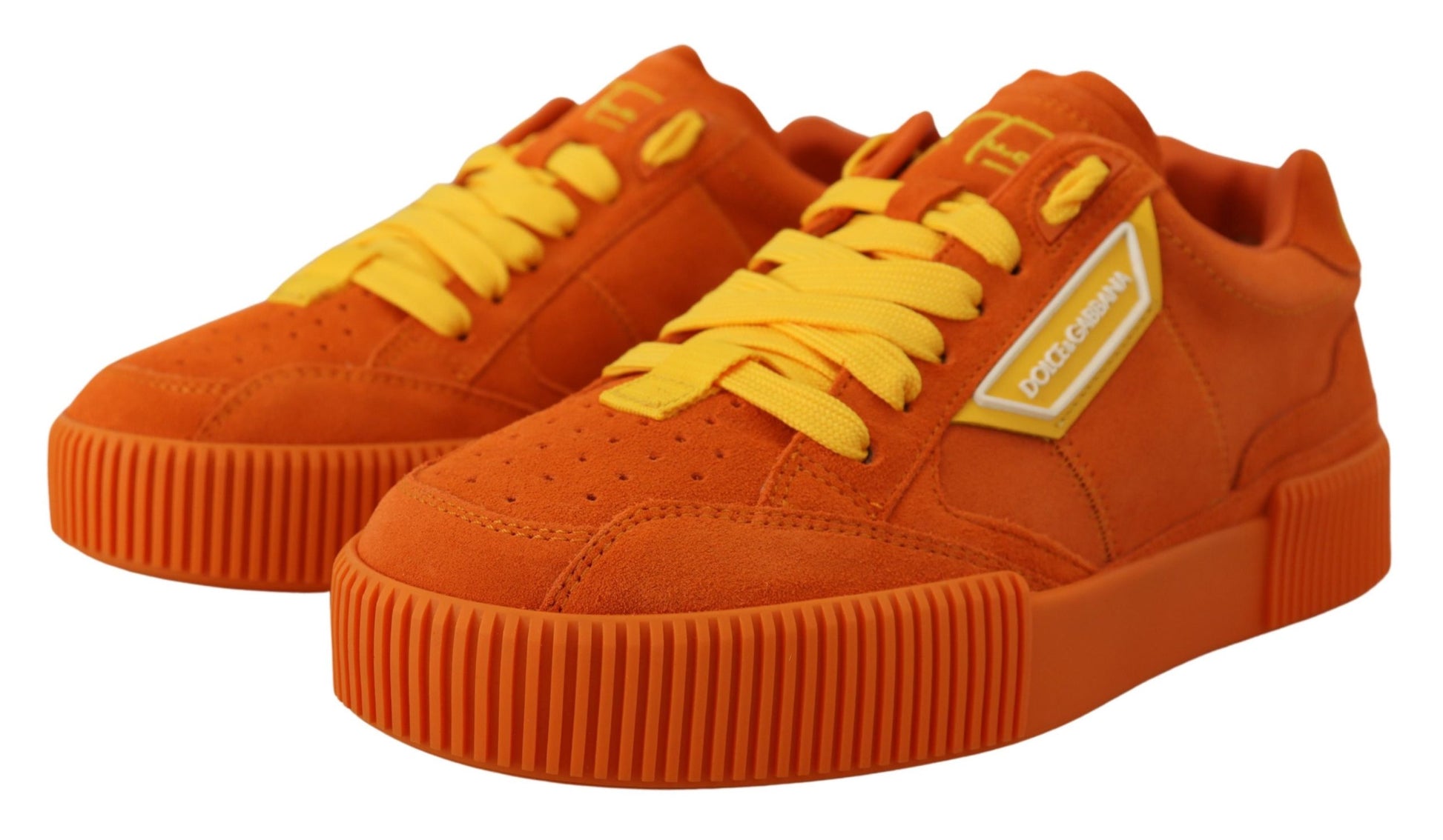 Dolce & Gabbana Orange Leather P.j. Tucker Sneakers Shoes Curated Luxury Accessories by Orvyn
