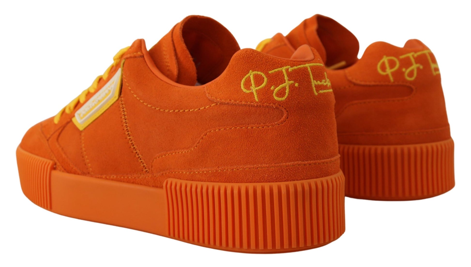 Dolce & Gabbana Orange Leather P.j. Tucker Sneakers Shoes Curated Luxury Accessories by Orvyn