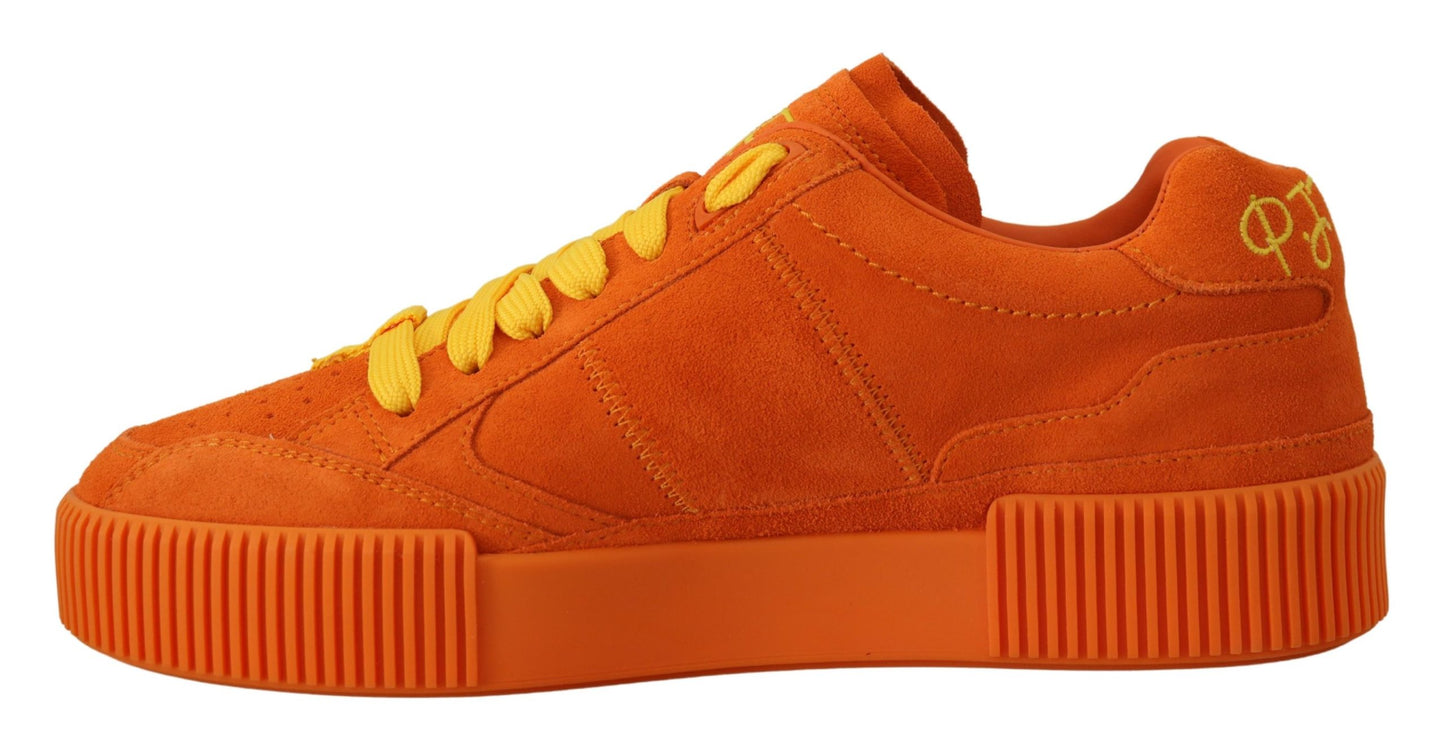 Dolce & Gabbana Orange Leather P.j. Tucker Sneakers Shoes Curated Luxury Accessories by Orvyn