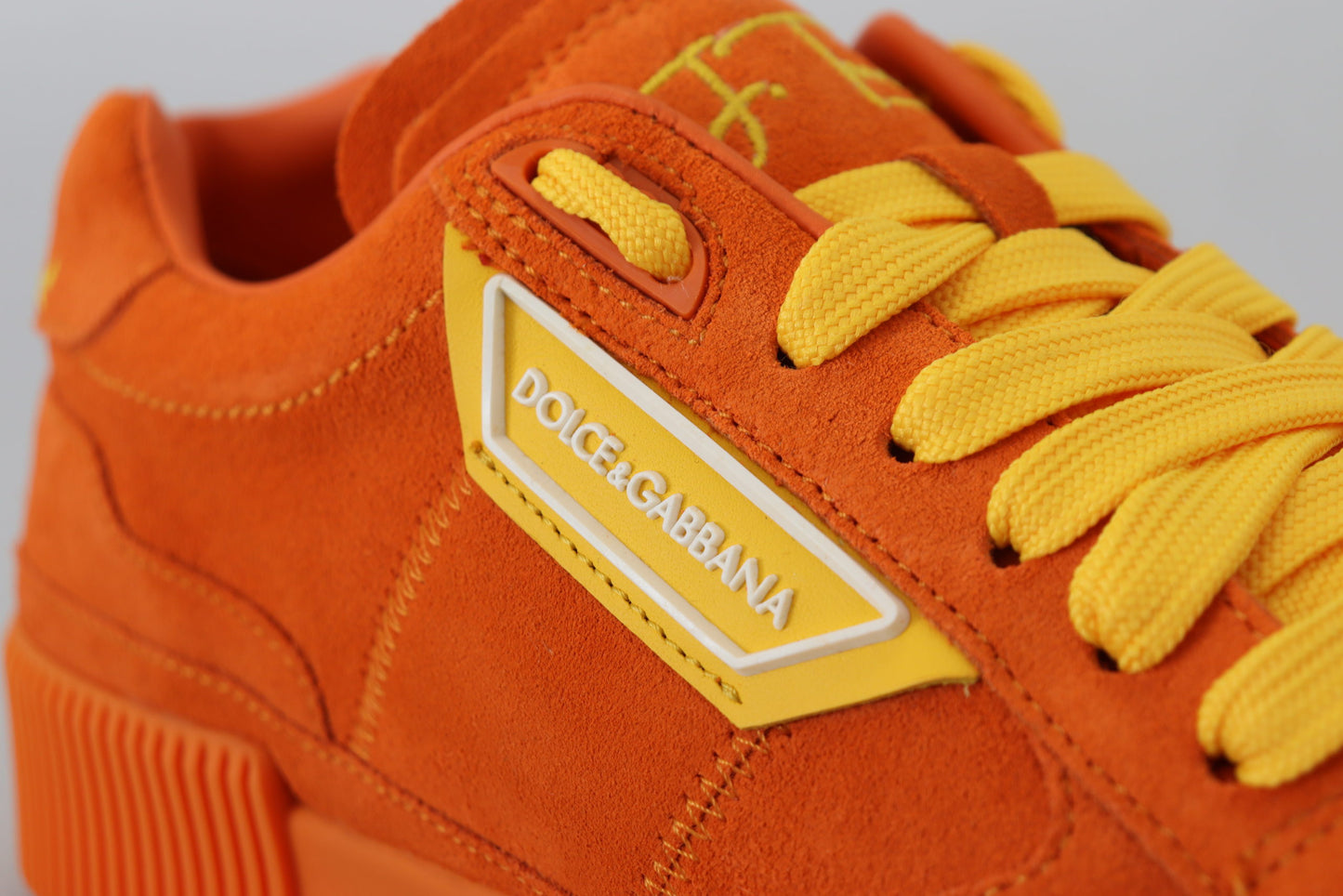 Dolce & Gabbana Orange Leather P.j. Tucker Sneakers Shoes Curated Luxury Accessories by Orvyn