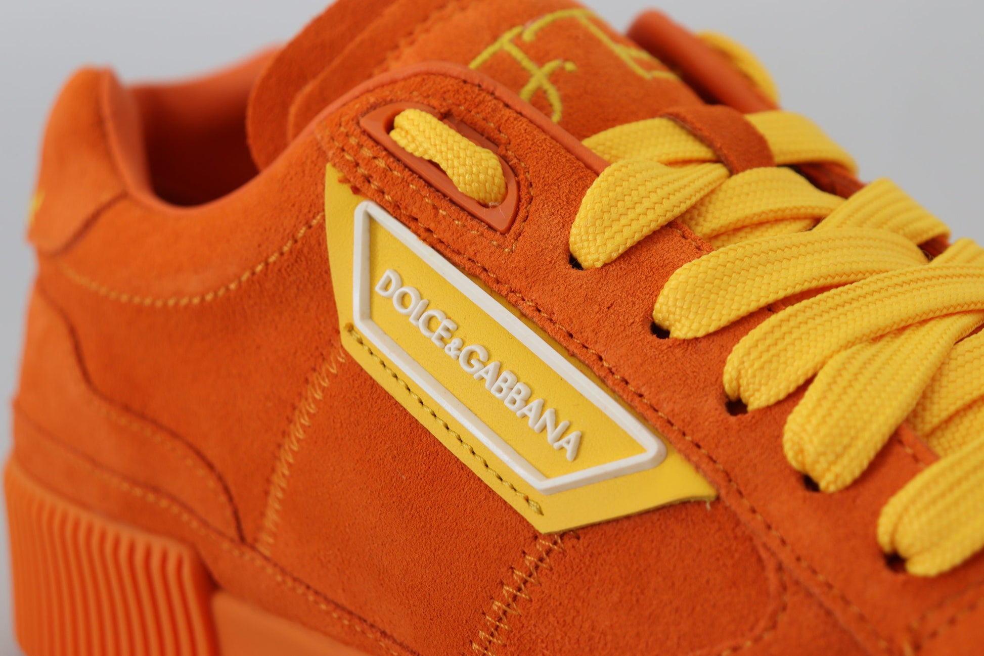 Dolce & Gabbana Orange Leather P.j. Tucker Sneakers Shoes Curated Luxury Accessories by Orvyn