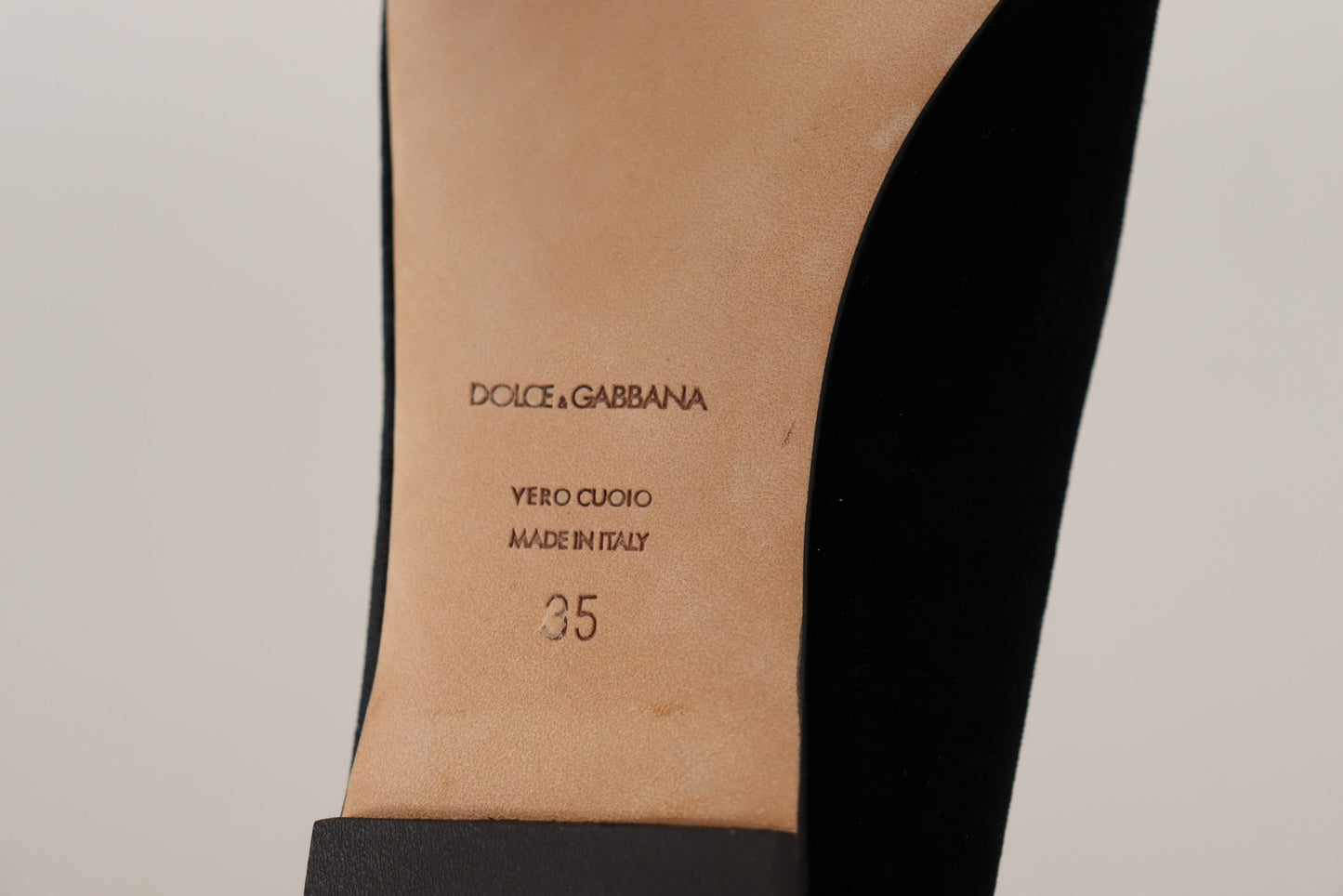 Dolce & Gabbana Black DG Sacred Heart Patch Slip On Flat Shoes Curated Luxury Accessories by Orvyn
