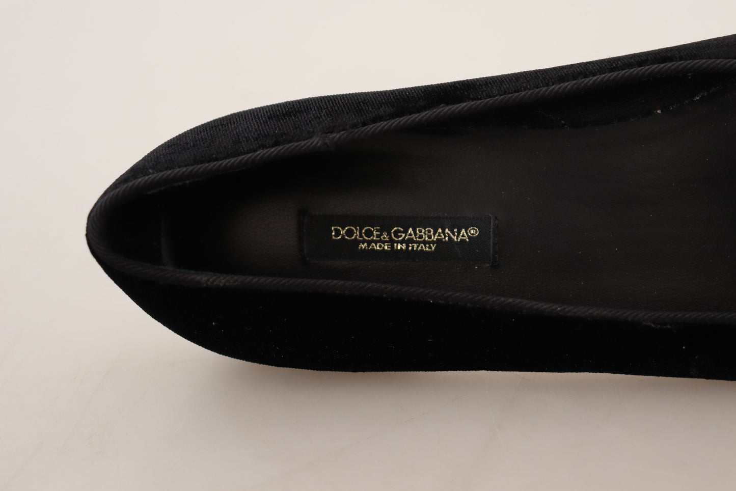 Dolce & Gabbana Black DG Sacred Heart Patch Slip On Flat Shoes Curated Luxury Accessories by Orvyn