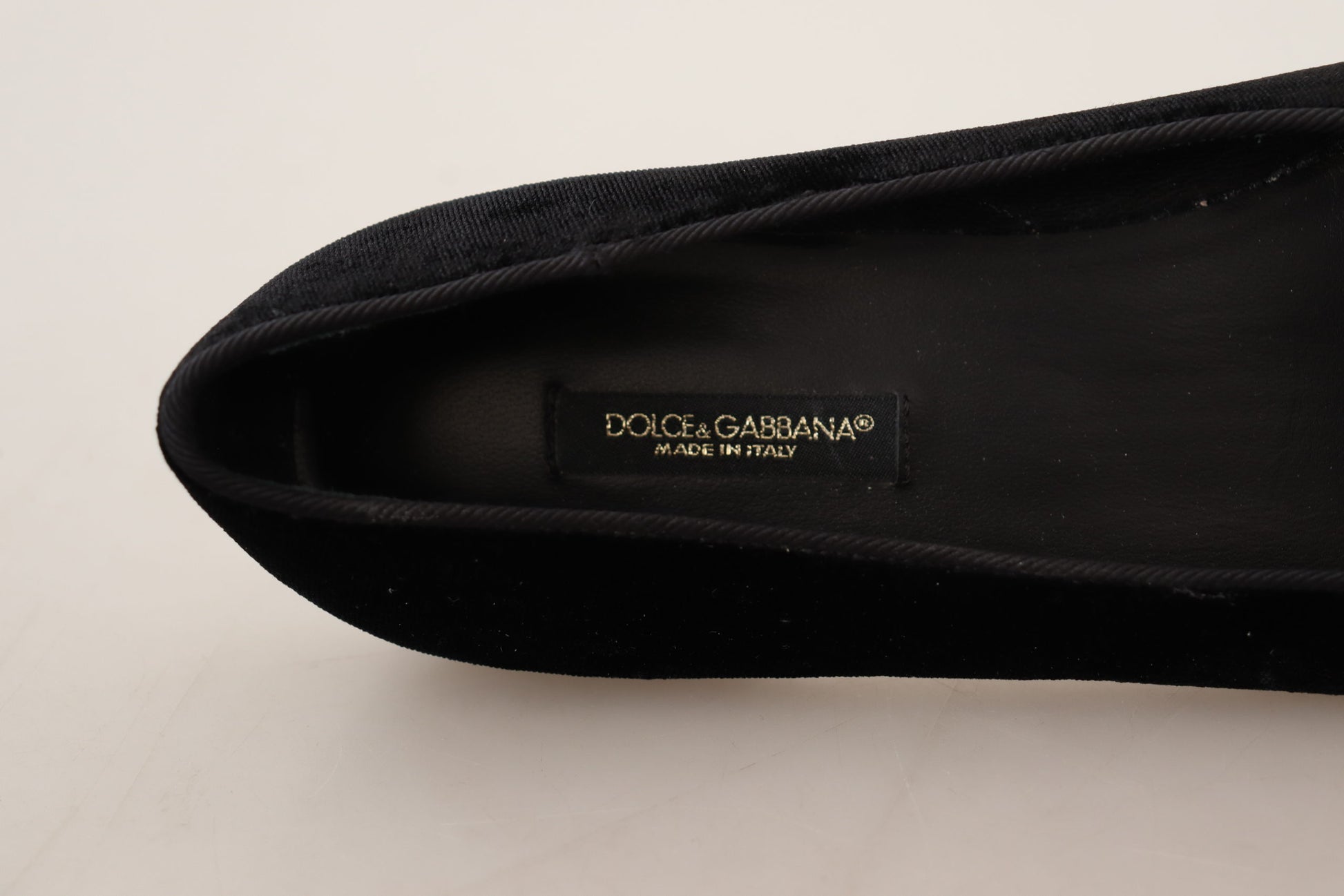 Dolce & Gabbana Black DG Sacred Heart Patch Slip On Flat Shoes Curated Luxury Accessories by Orvyn