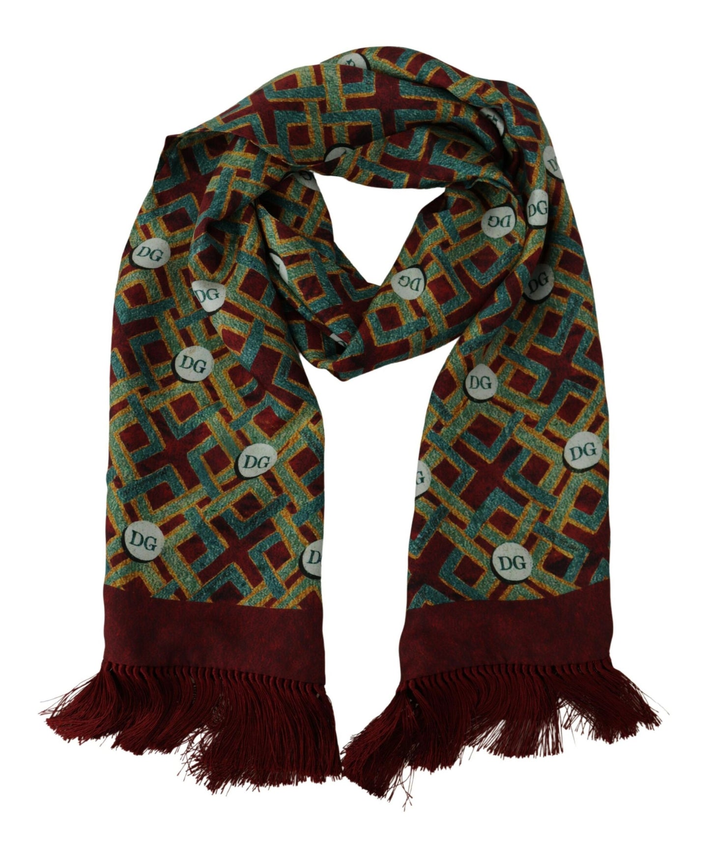 Dolce & Gabbana Multicolor DG Logo Shawl Warm Neck Wrap Fringe Scarf Curated Luxury Accessories by Orvyn